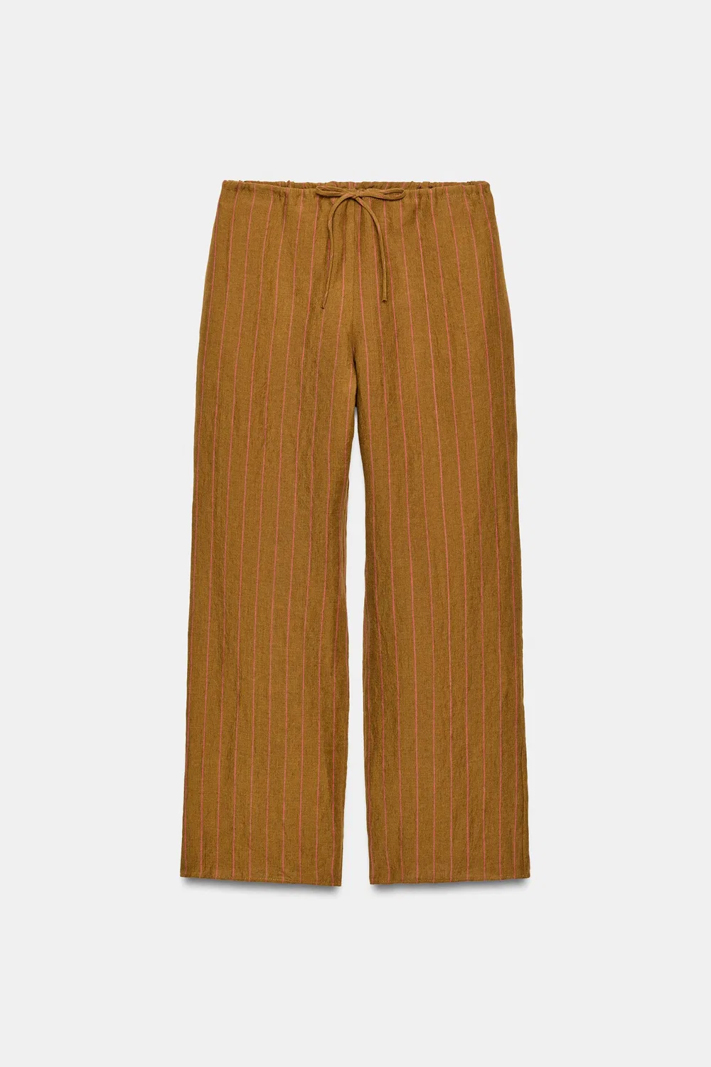 картинка 100% льняные полосатые брюки ZARA, striped от магазина Одежда+