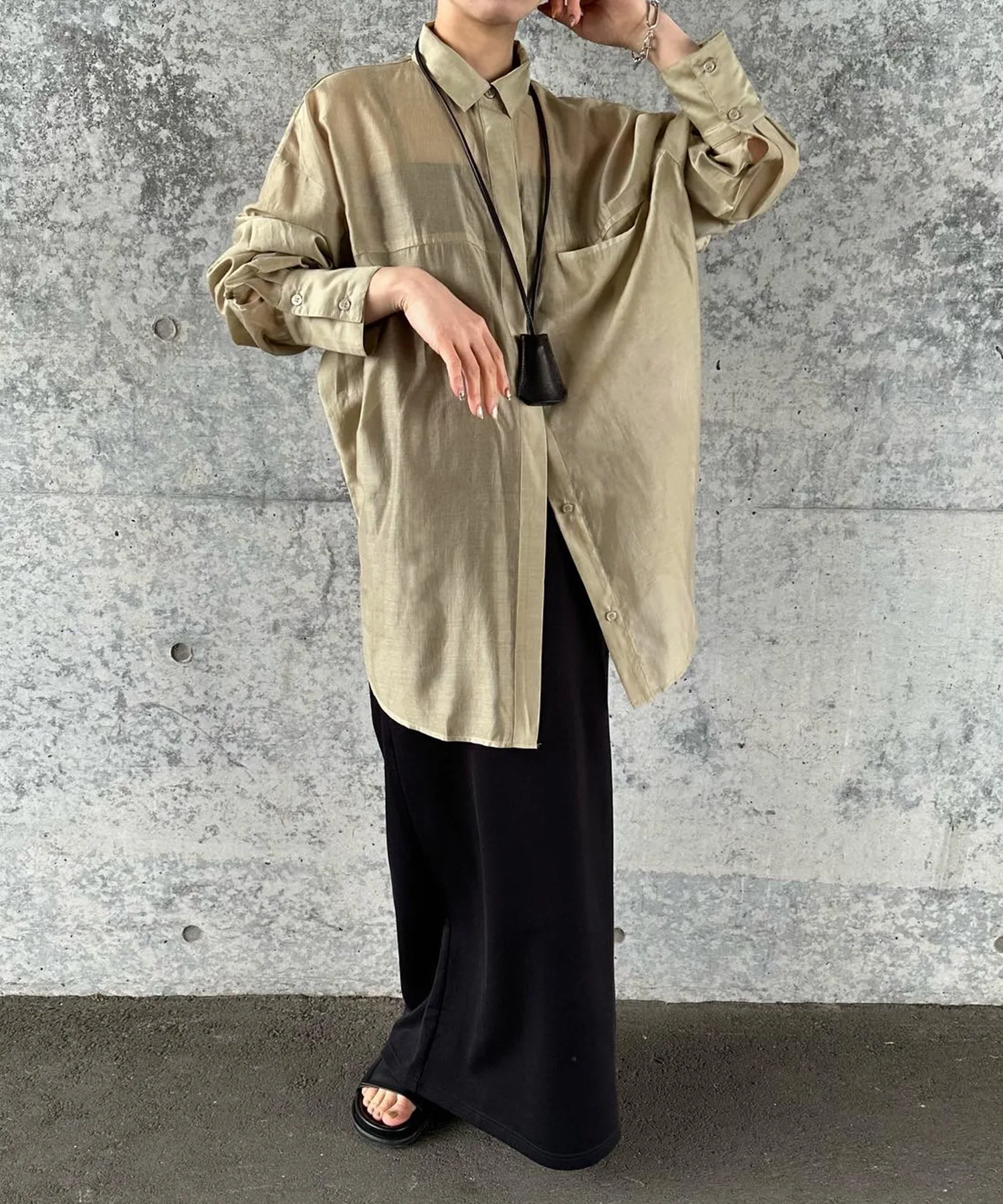 картинка Прозрачная рубашка оверсайз Select Moca, Khaki-03 от магазина Одежда+