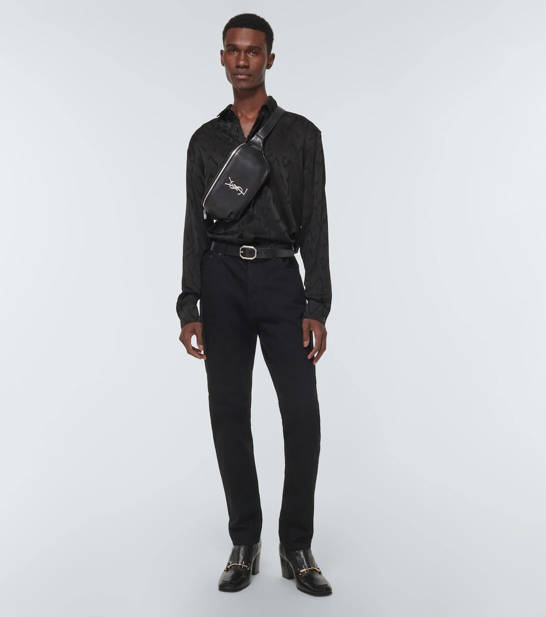 картинка Поясная сумка Saint Laurent Cassandre Leather, черная от магазина Одежда+