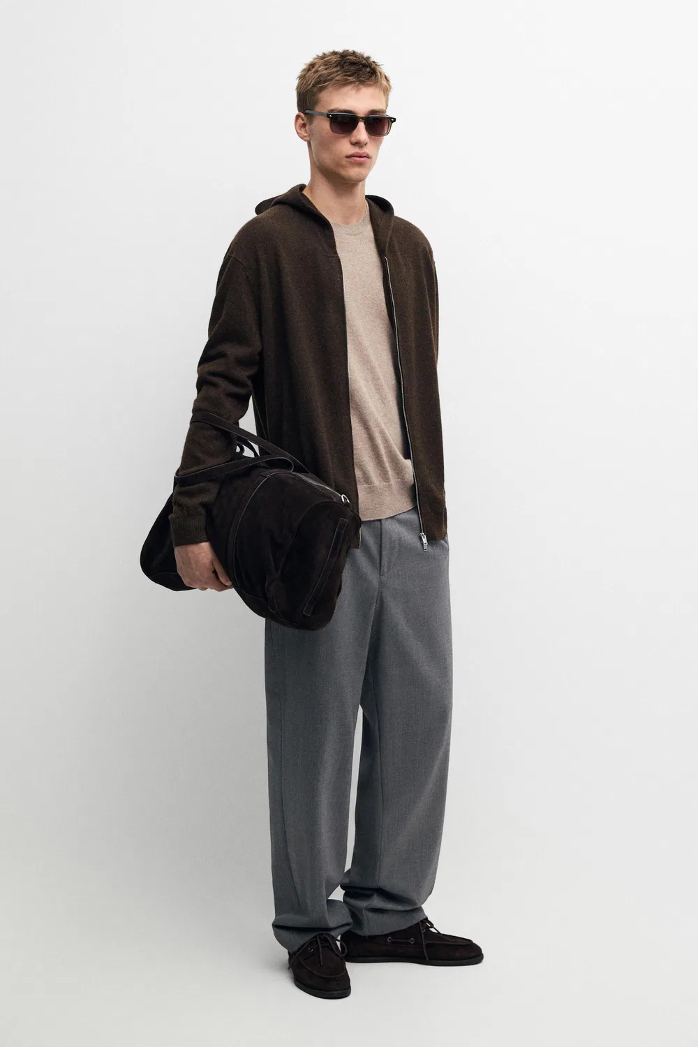 картинка Кардиган Massimo Dutti 100% Cashmere Hooded Knit, коричневый меланж от магазина Одежда+