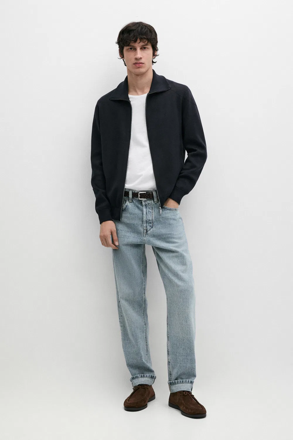 картинка Кардиган Massimo Dutti 100% Cotton Zip-Up Knit, темно-синий от магазина Одежда+