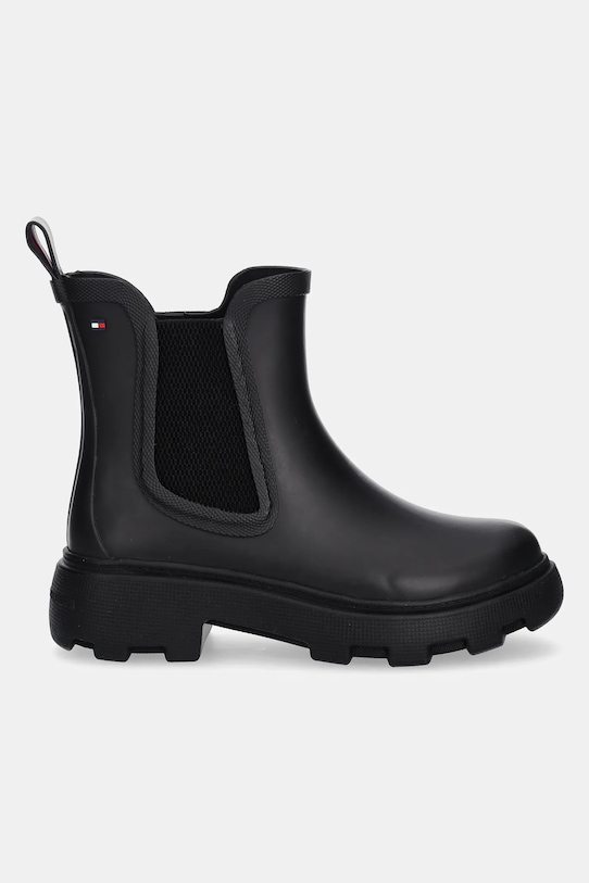 картинка Резиновые сапоги Tommy Hilfiger Rubber Flag Cleated Rainboot, черные от магазина Одежда+