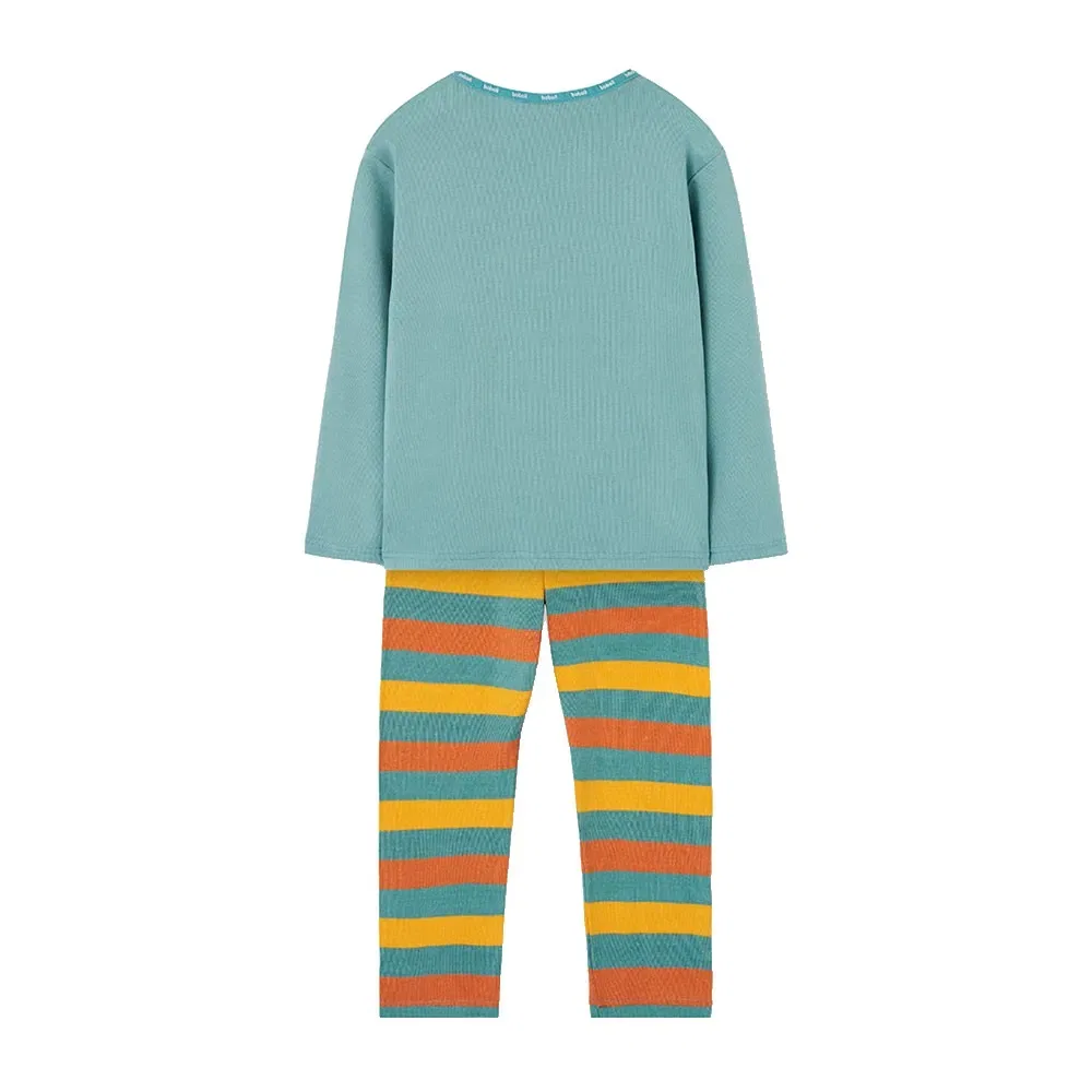 картинка Пижама длинный рукав Boboli Ribbed Striped, синий от магазина Одежда+