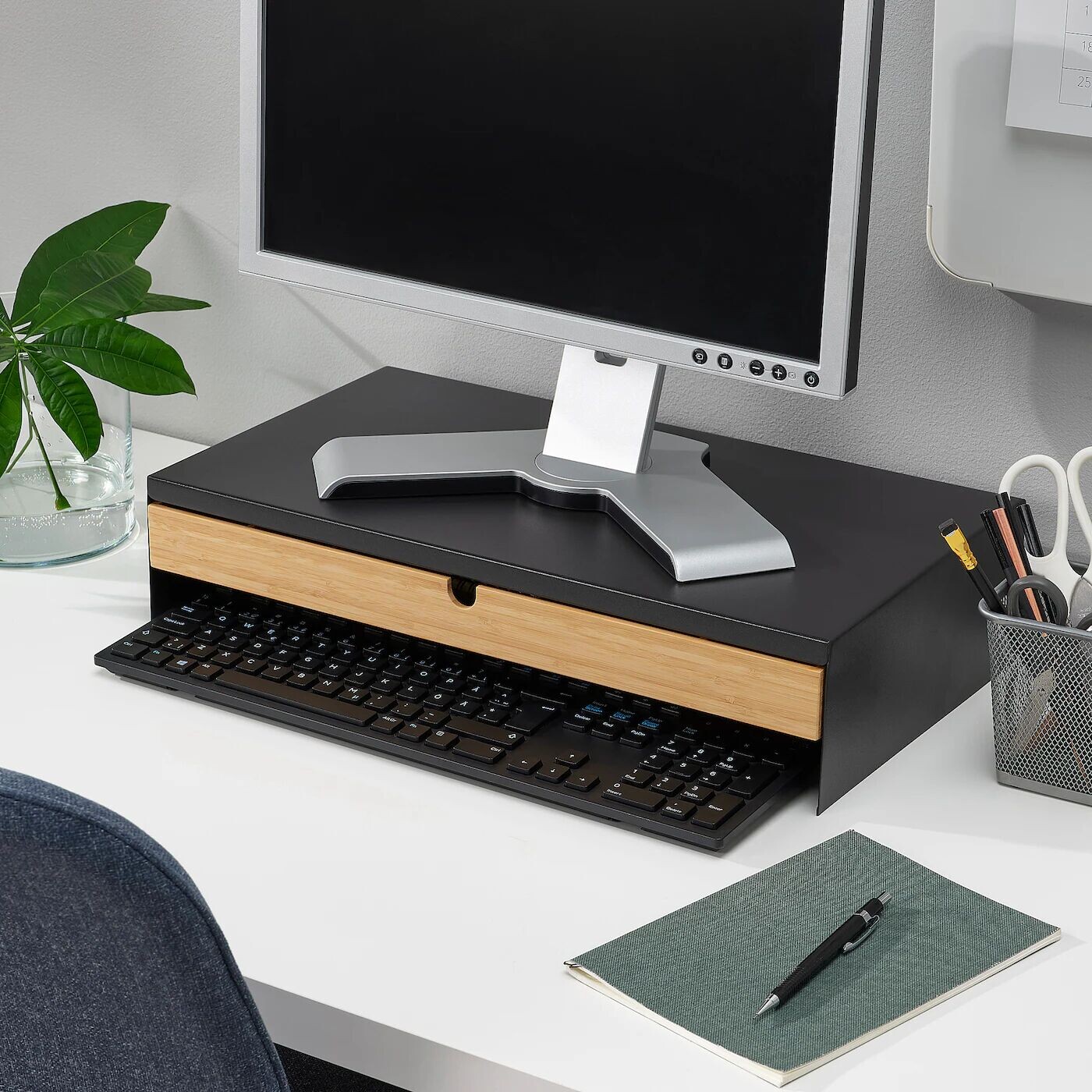 картинка Подставка для монитора с выдвижным ящиком, антрацит, ELLOVEN IKEA от магазина Одежда+
