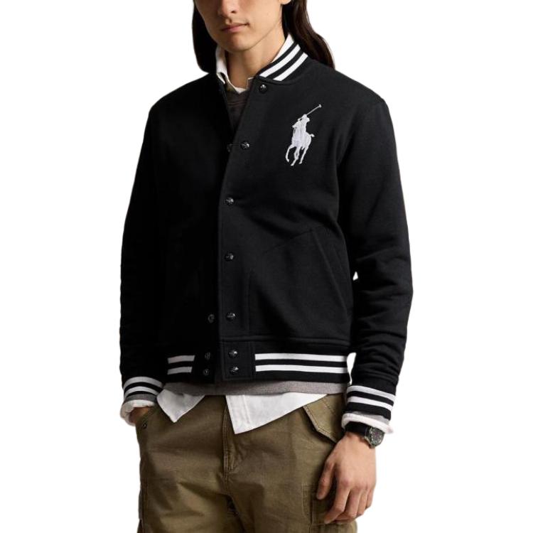 картинка Вышитая пони бейсбольная куртка Ralph Lauren, черная от магазина Одежда+