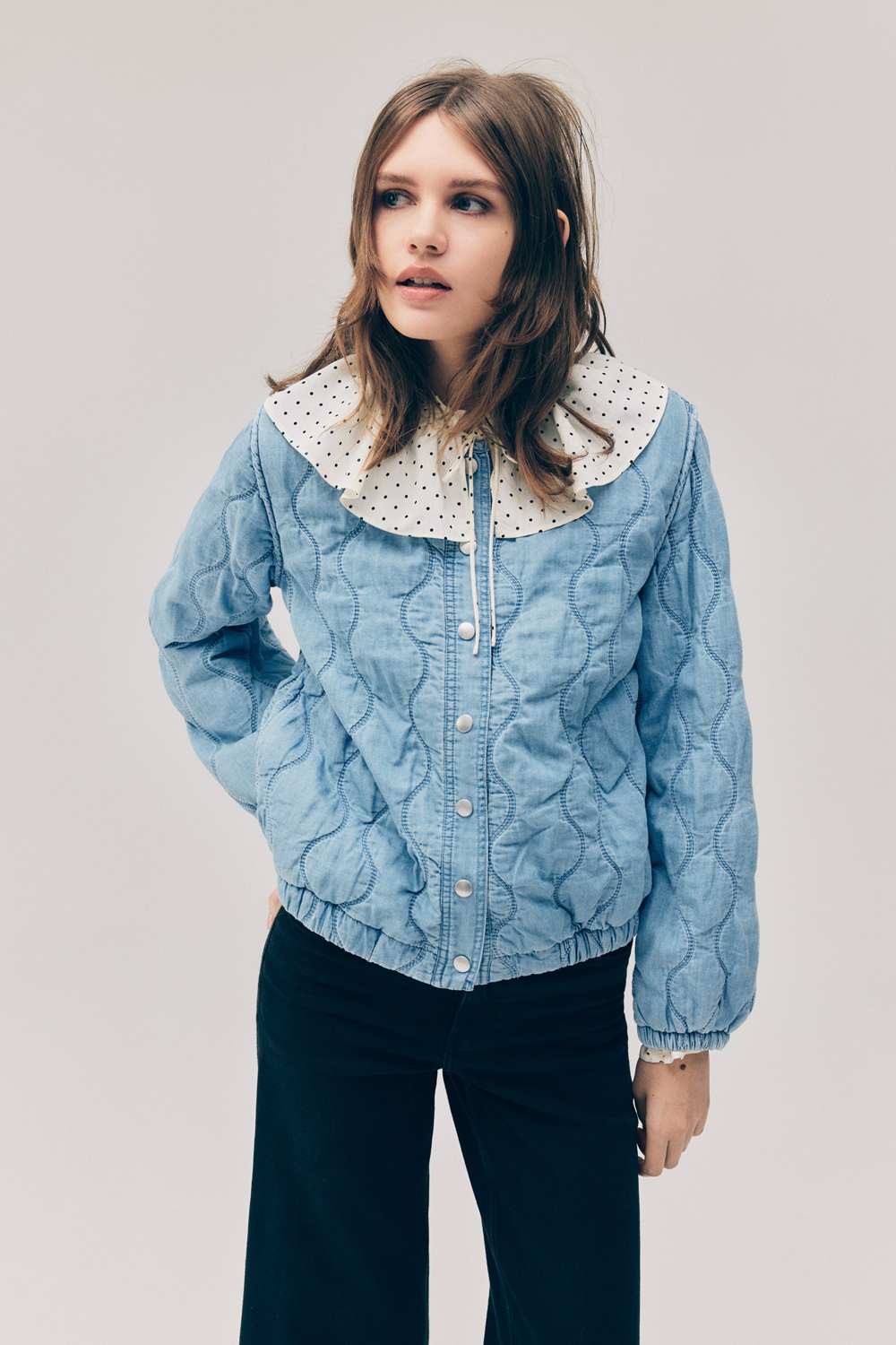 картинка Куртка H&M Quilted Denim, светло-синий от магазина Одежда+