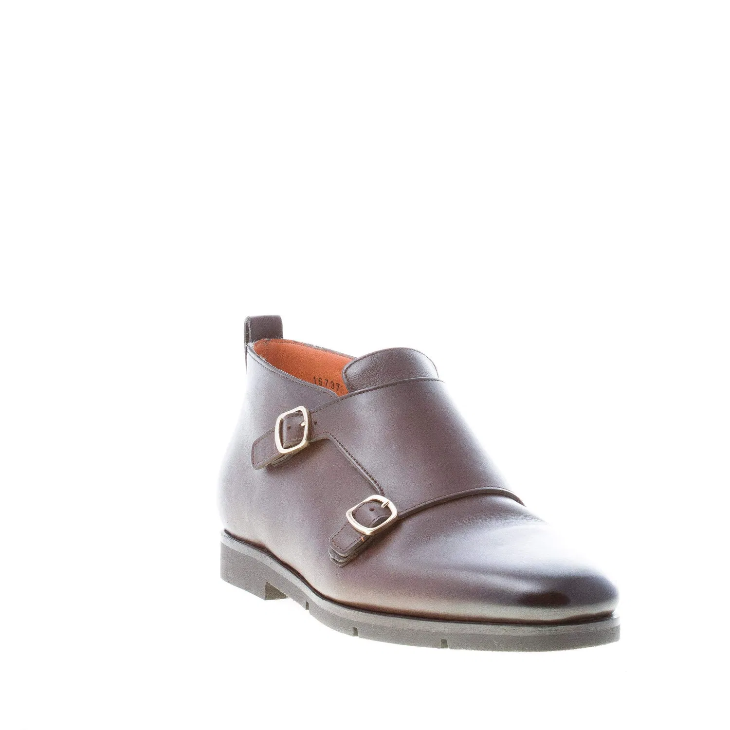 картинка Мужские ботильоны с пряжками из кожи Santoni, Brown от магазина Одежда+