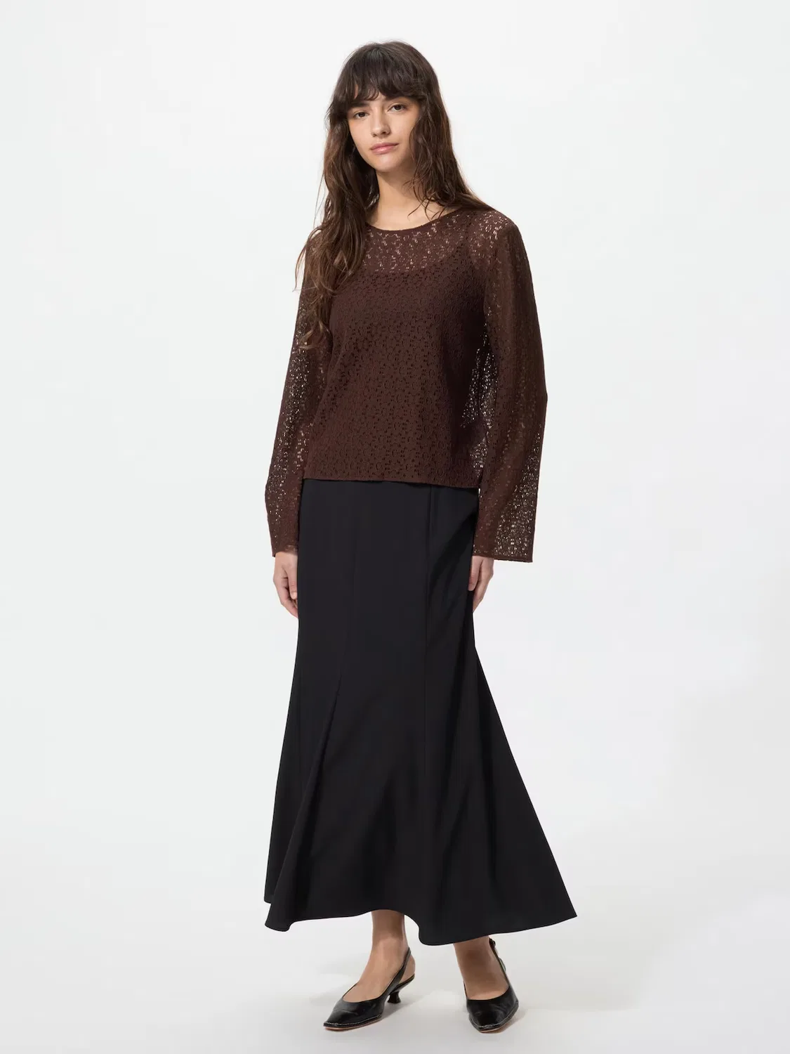 картинка Блузка Uniqlo, кружевная, кремовый от магазина Одежда+