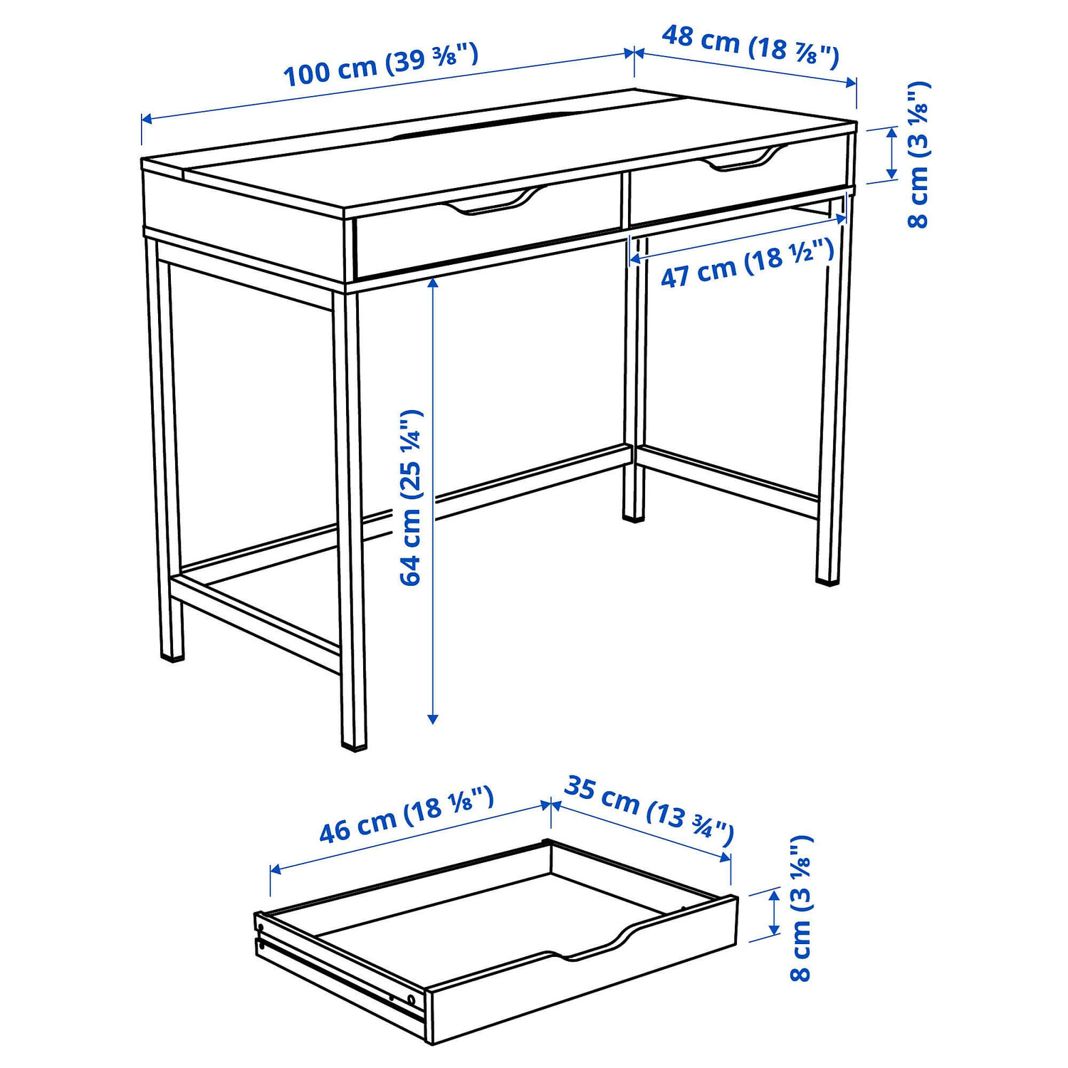 картинка Письменный стол IKEA ALEX, 100x48 см, белый от магазина Одежда+