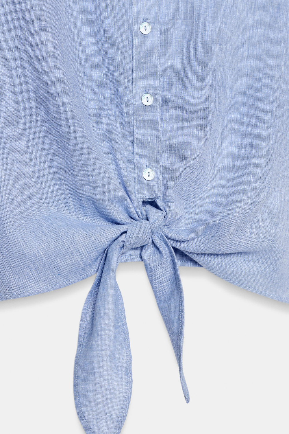 картинка Рубашка Zara Linen Blend With Knot, светло-синий от магазина Одежда+