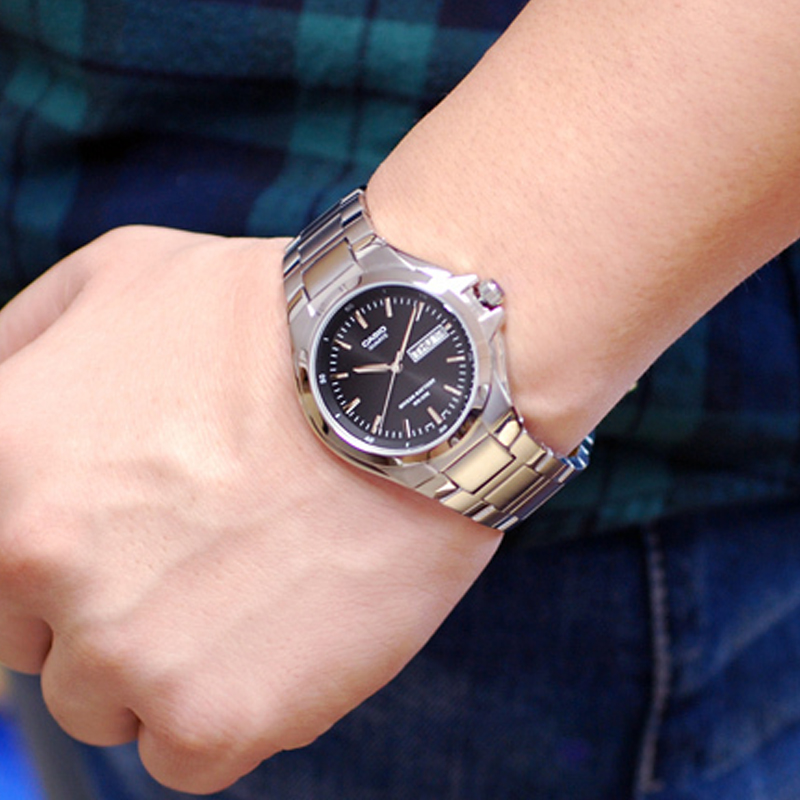 картинка Наручные часы Casio MTP-1239D-1A, серебристые с черным циферблатом от магазина Одежда+