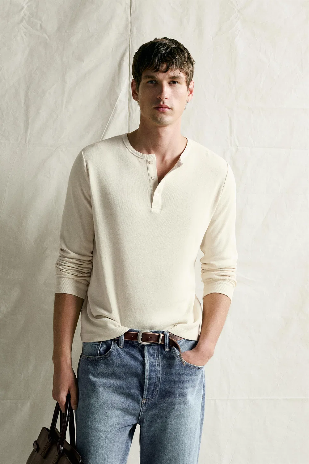 картинка Пуловер COTTON - LINEN HENLEY ZARA, Light beige от магазина Одежда+