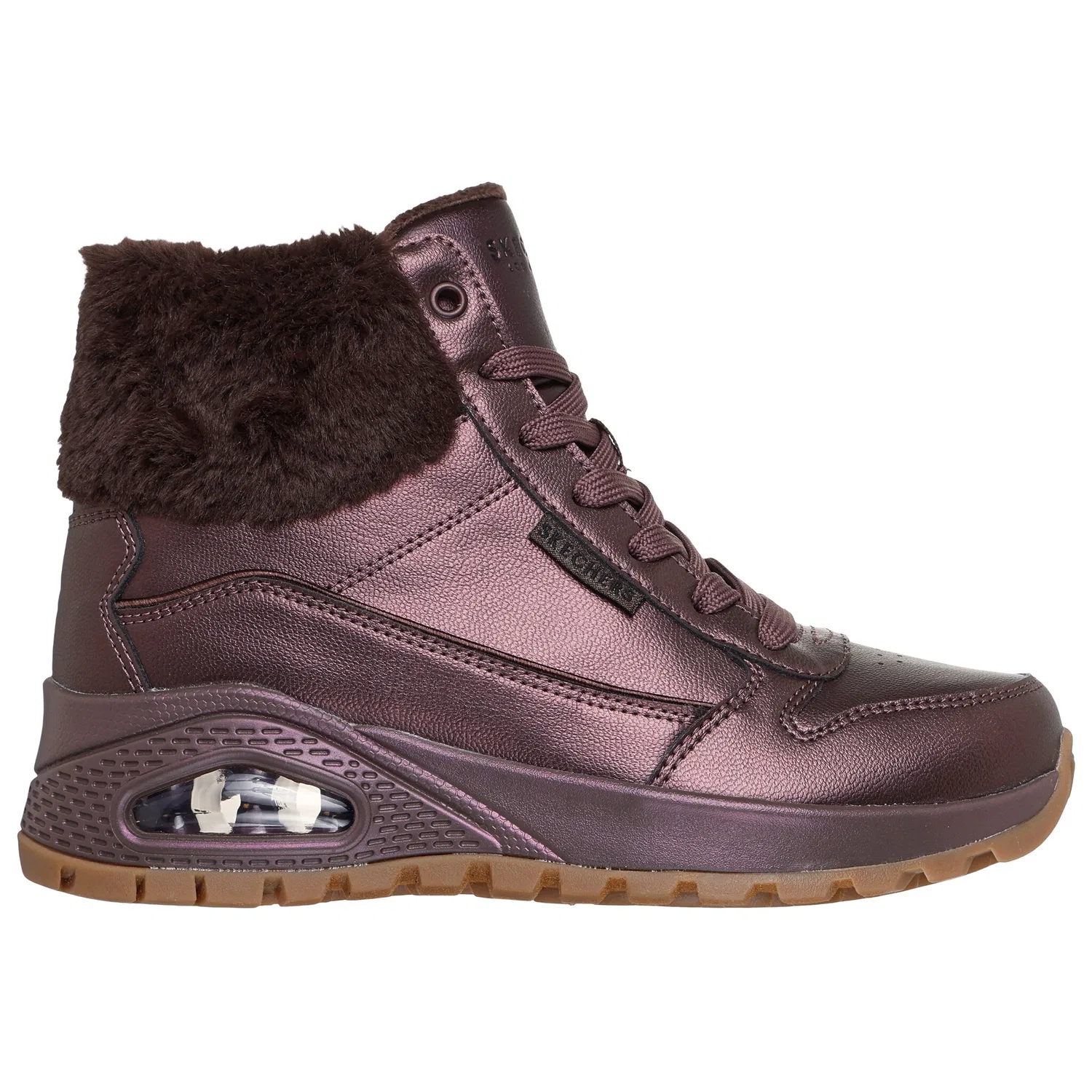 картинка Женские дутики на тракторной подошве Skechers, Aubergine от магазина Одежда+