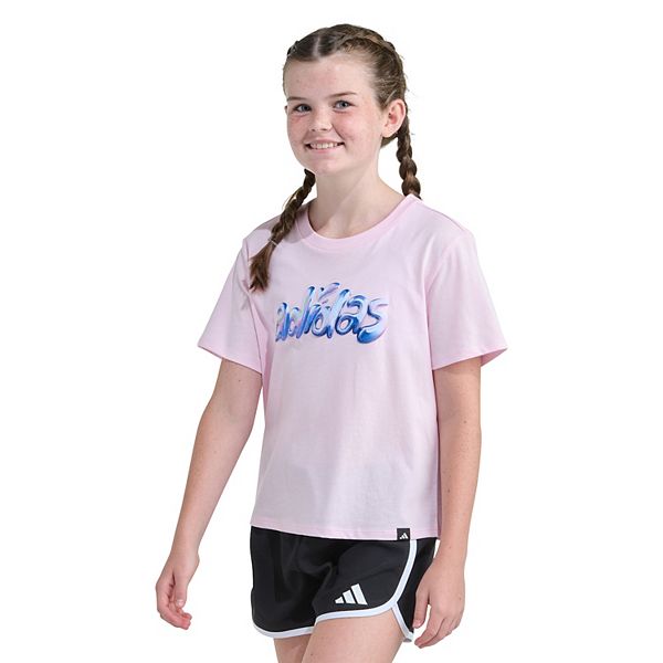 картинка Детская футболка с принтом Girls 7-16 Adidas, Pink от магазина Одежда+
