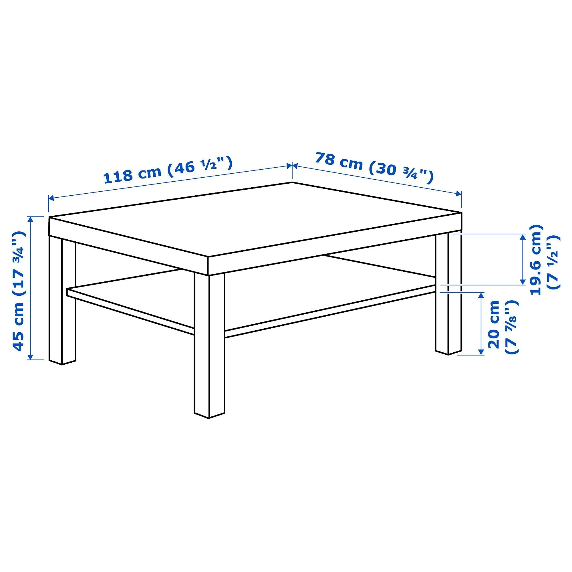 картинка Журнальный столик, белый, 118x78 см, LACK IKEA от магазина Одежда+