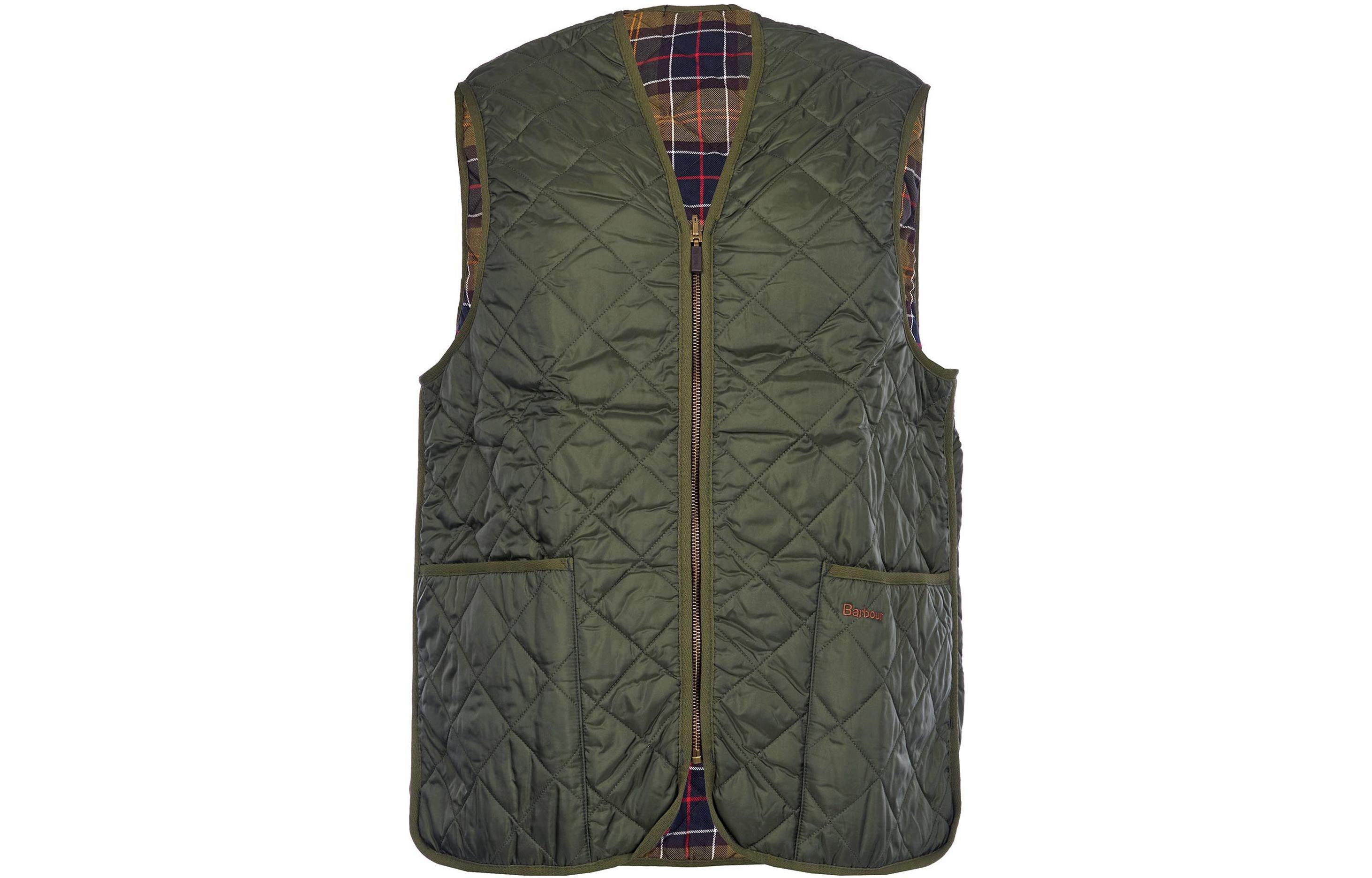 картинка Реверсивная клетчатая стеганая жилетка с молнией BARBOUR, зеленый от магазина Одежда+