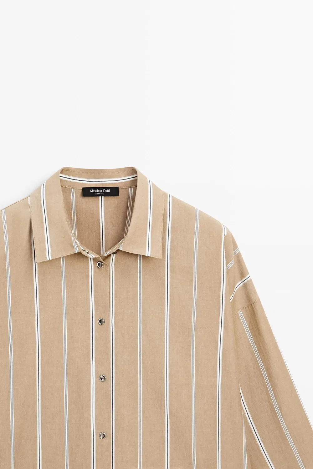 картинка Рубашка Massimo Dutti Striped With Button Detail, коричневый от магазина Одежда+