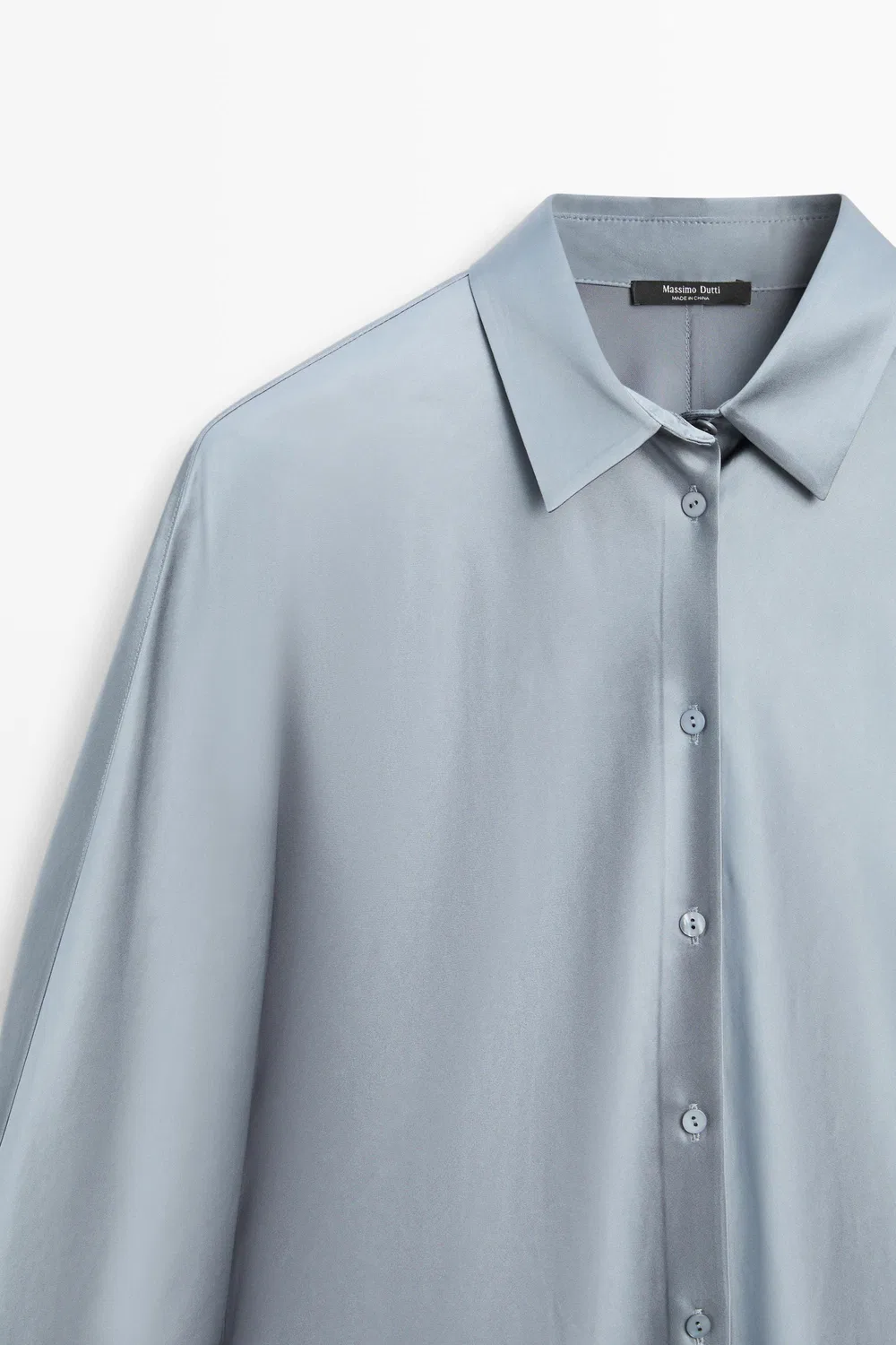 картинка Рубашка Massimo Dutti, струящаяся, голубовато-серый от магазина Одежда+