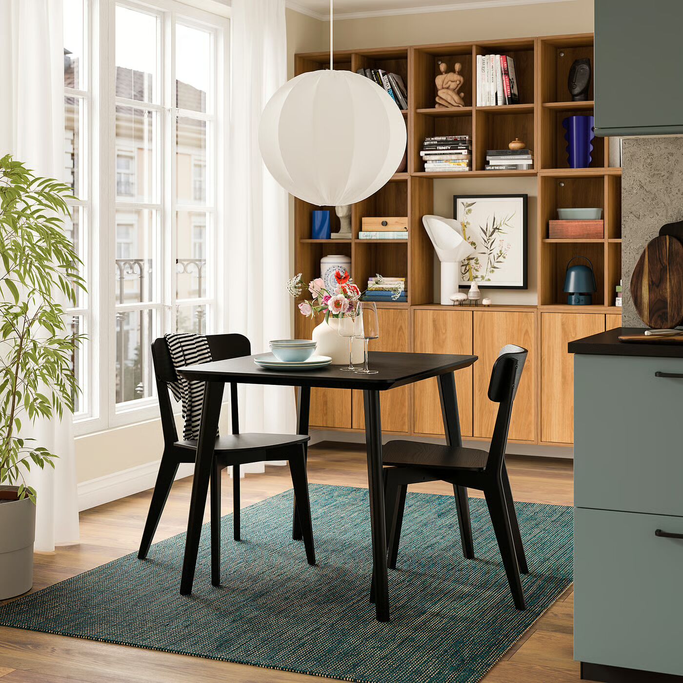 картинка Стол IKEA LISABO, 88х78, черный шпон ясеня от магазина Одежда+