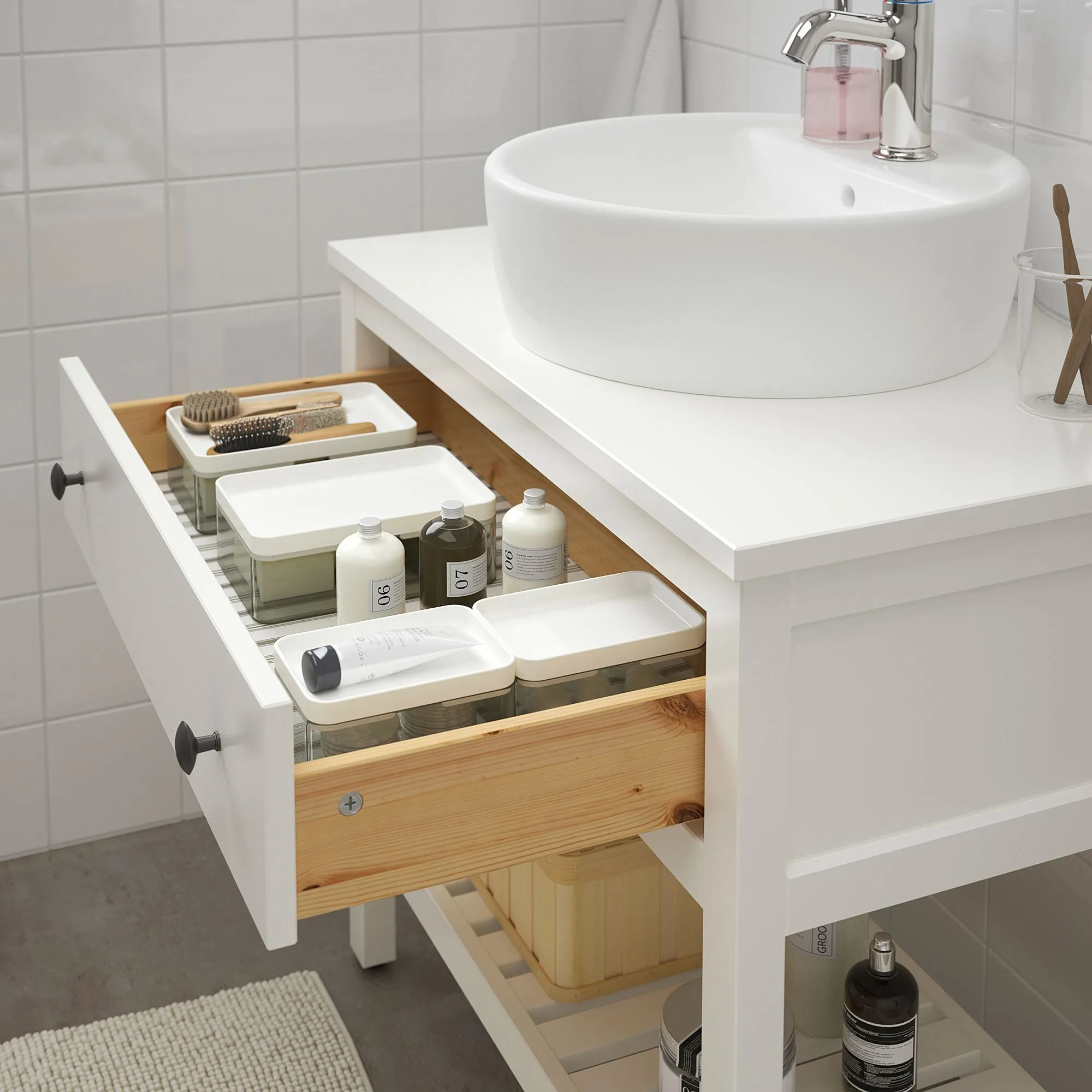 картинка Шкаф под умывальник, белый, 82x48x76 см, HEMNES IKEA от магазина Одежда+