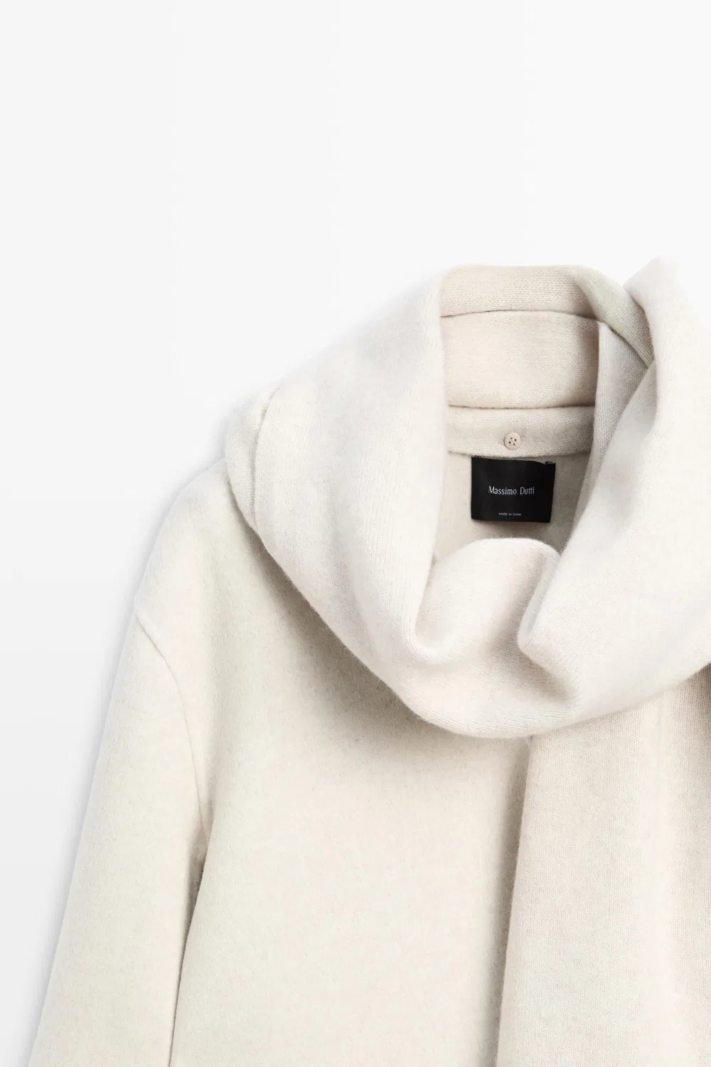 картинка Пальто Massimo Dutti Wool-blend With Scarf Detail, бежевый от магазина Одежда+