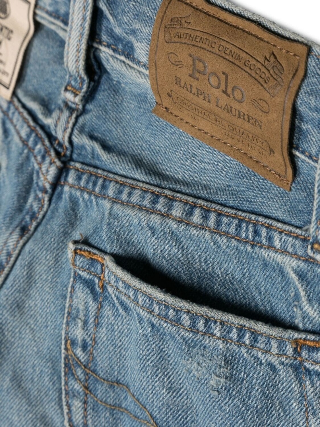 картинка Ralph Lauren прямые джинсы с эффектом потертости, синий от магазина Одежда+