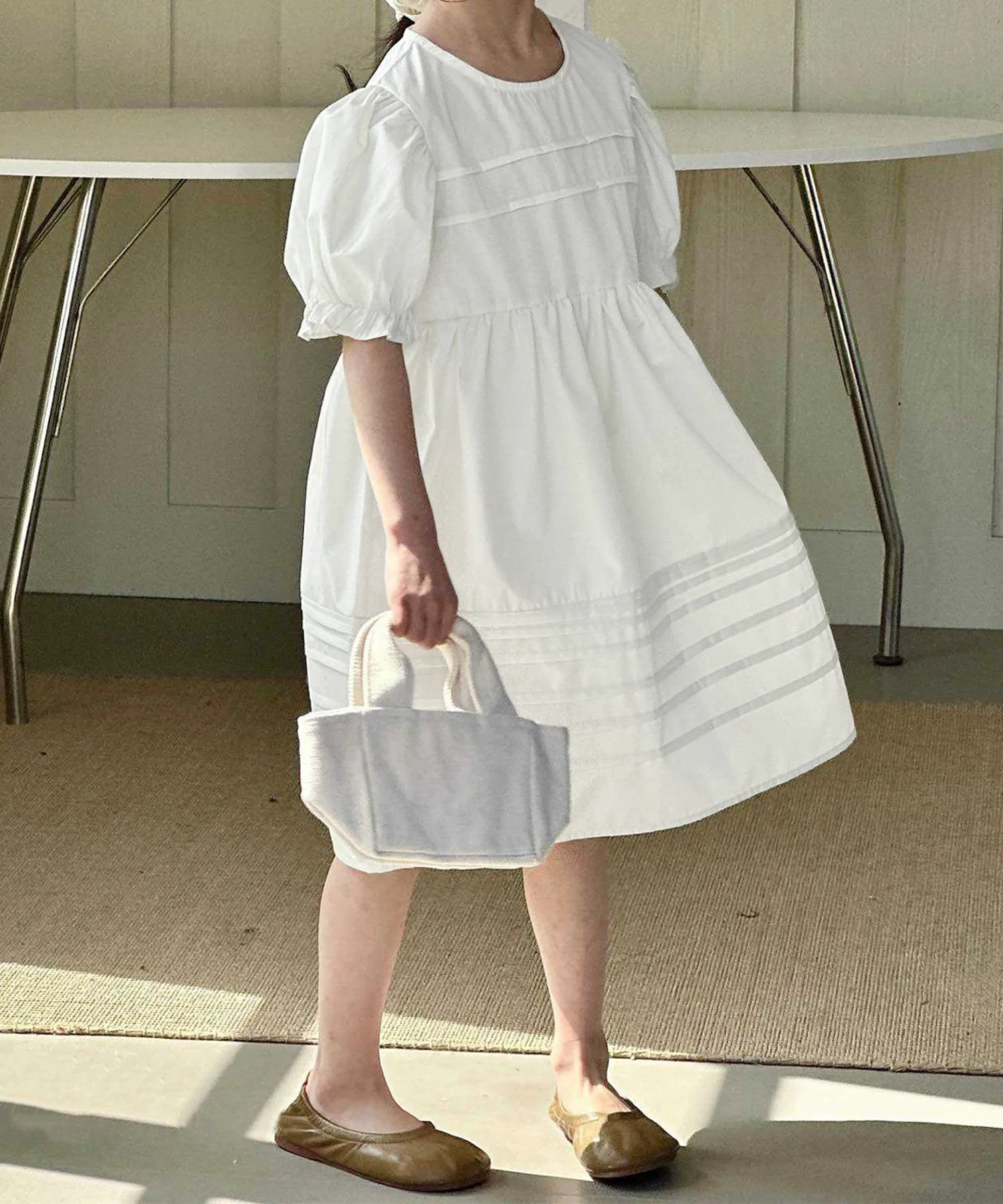 картинка Платье с объемными рукавами Aimoha Kids, off white от магазина Одежда+