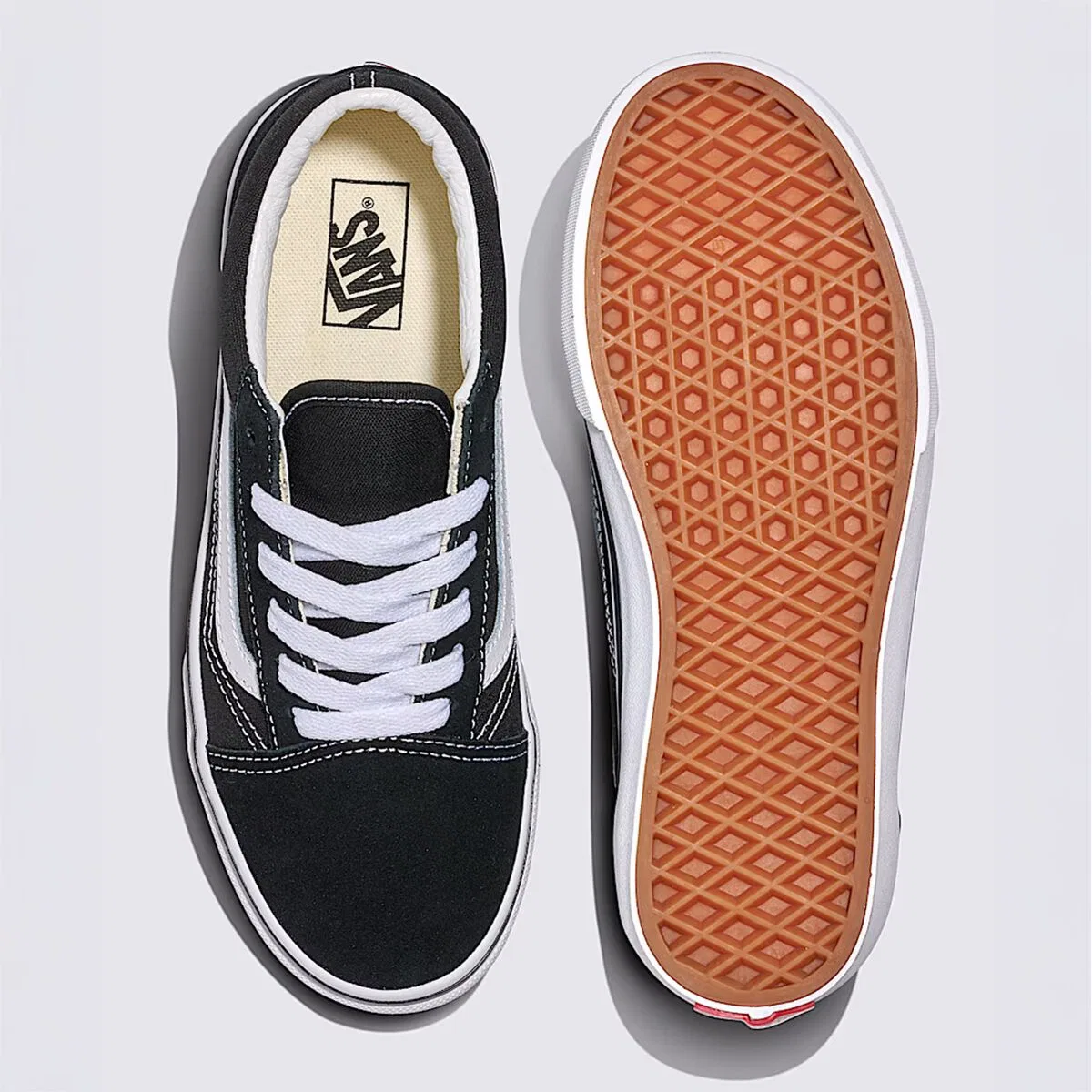 картинка Детские кеды с длинной шнуровкой Old Skool Vans, Black/White от магазина Одежда+