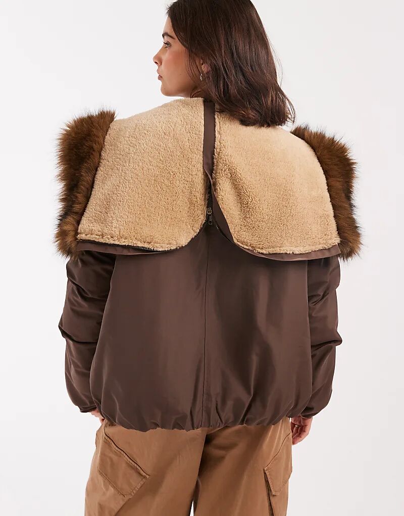 картинка Парка-бомбер ASOS DESIGN с застежкой-молнией коричневого цвета от магазина Одежда+