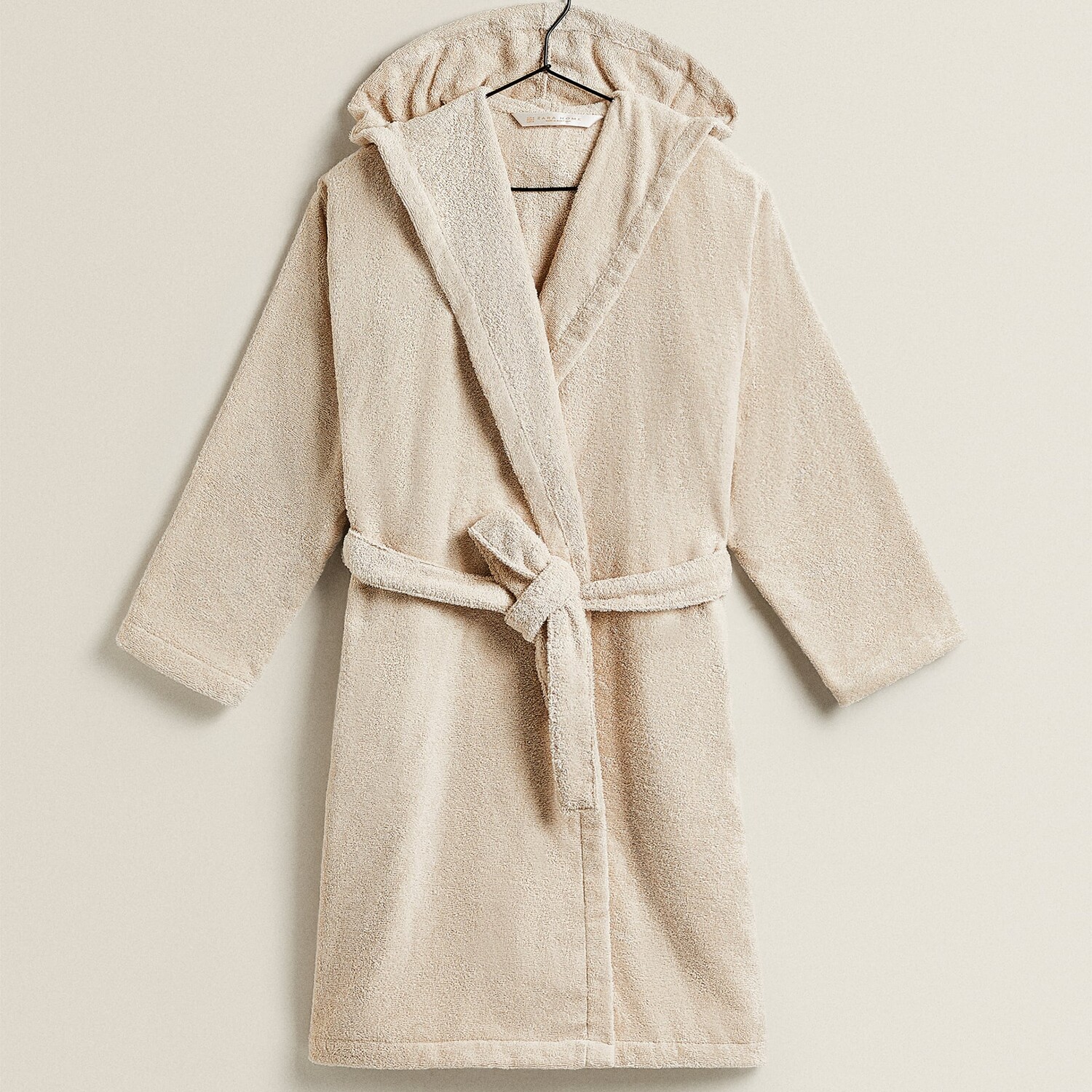 картинка Халат Zara Home Cotton Bathrobe With Hood, бежевый от магазина Одежда+