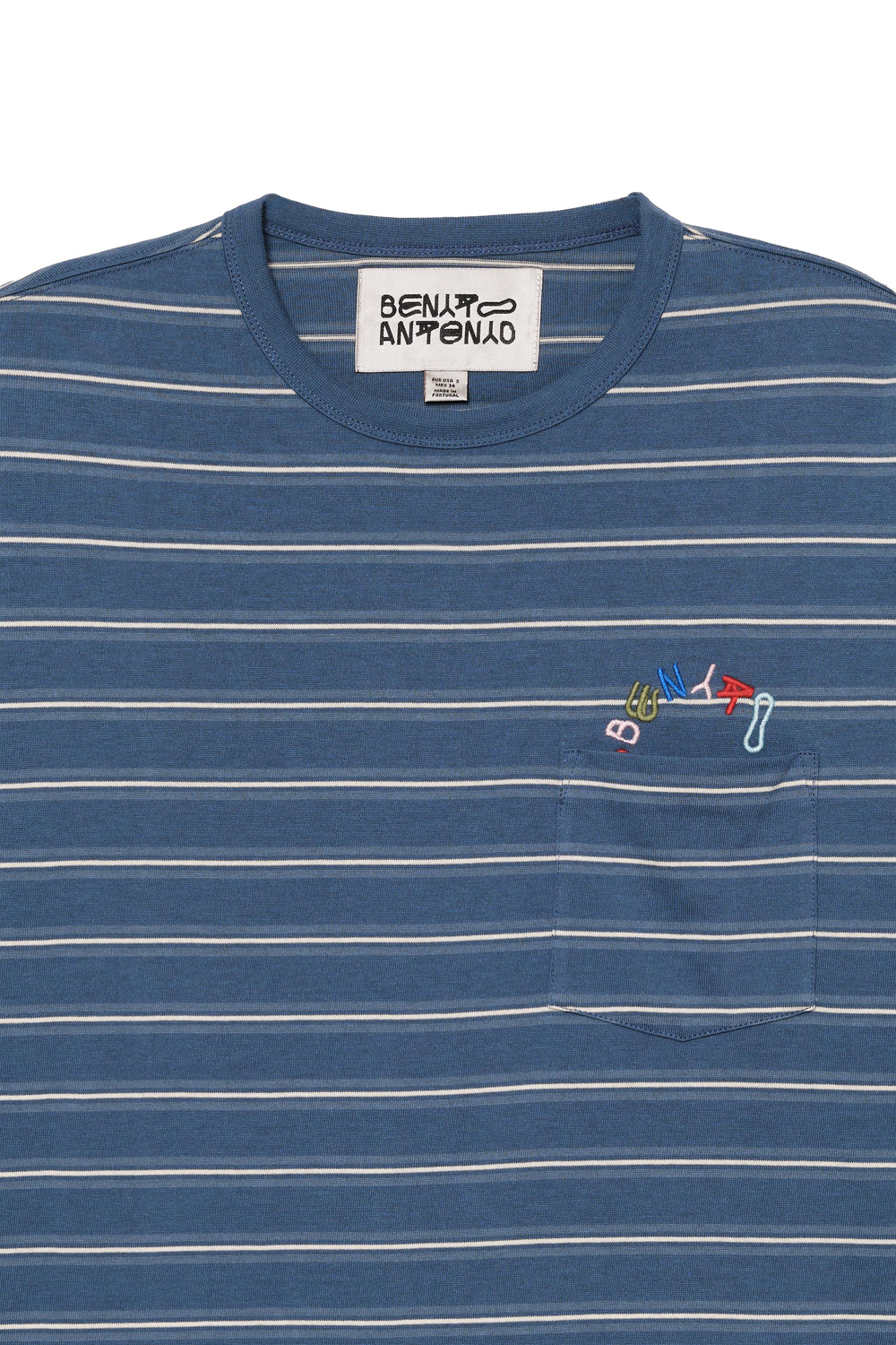 картинка Лонгслив Zara Benito Antonio Collection Striped With Embroidered Pocket, синий от магазина Одежда+