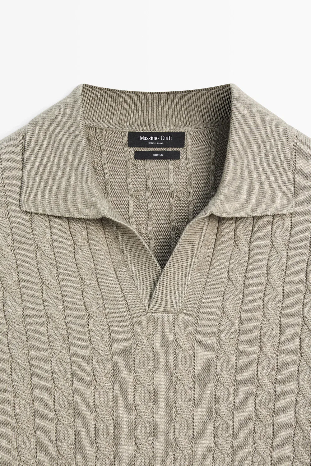картинка Поло-свитер Massimo Dutti 100% Cotton Cable-knit, серовато-зеленый от магазина Одежда+