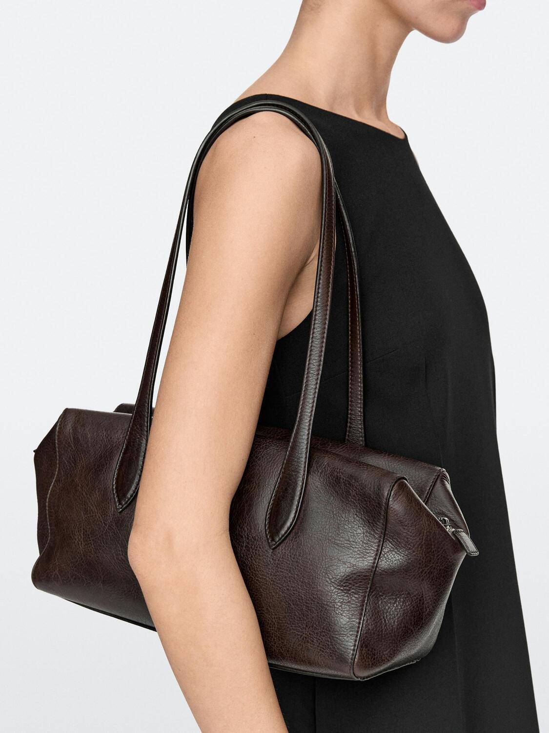 картинка Сумка Massimo Dutti Nappa Leather West Satchel, коричневый от магазина Одежда+