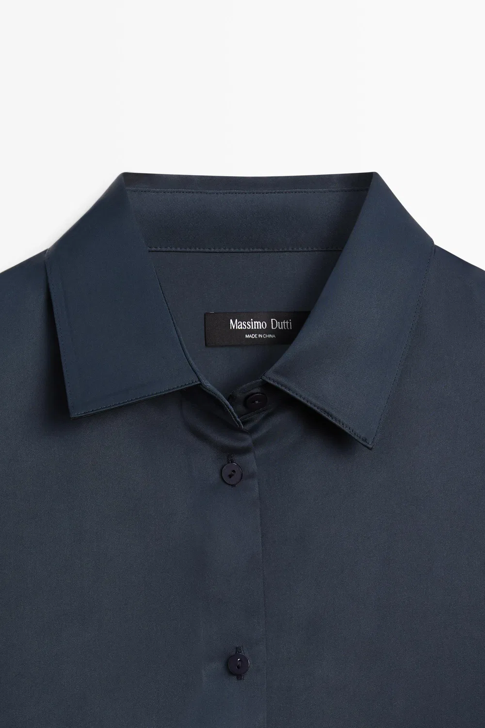 картинка Рубашка Massimo Dutti, атласная струящаяся блузка, темно-синий от магазина Одежда+