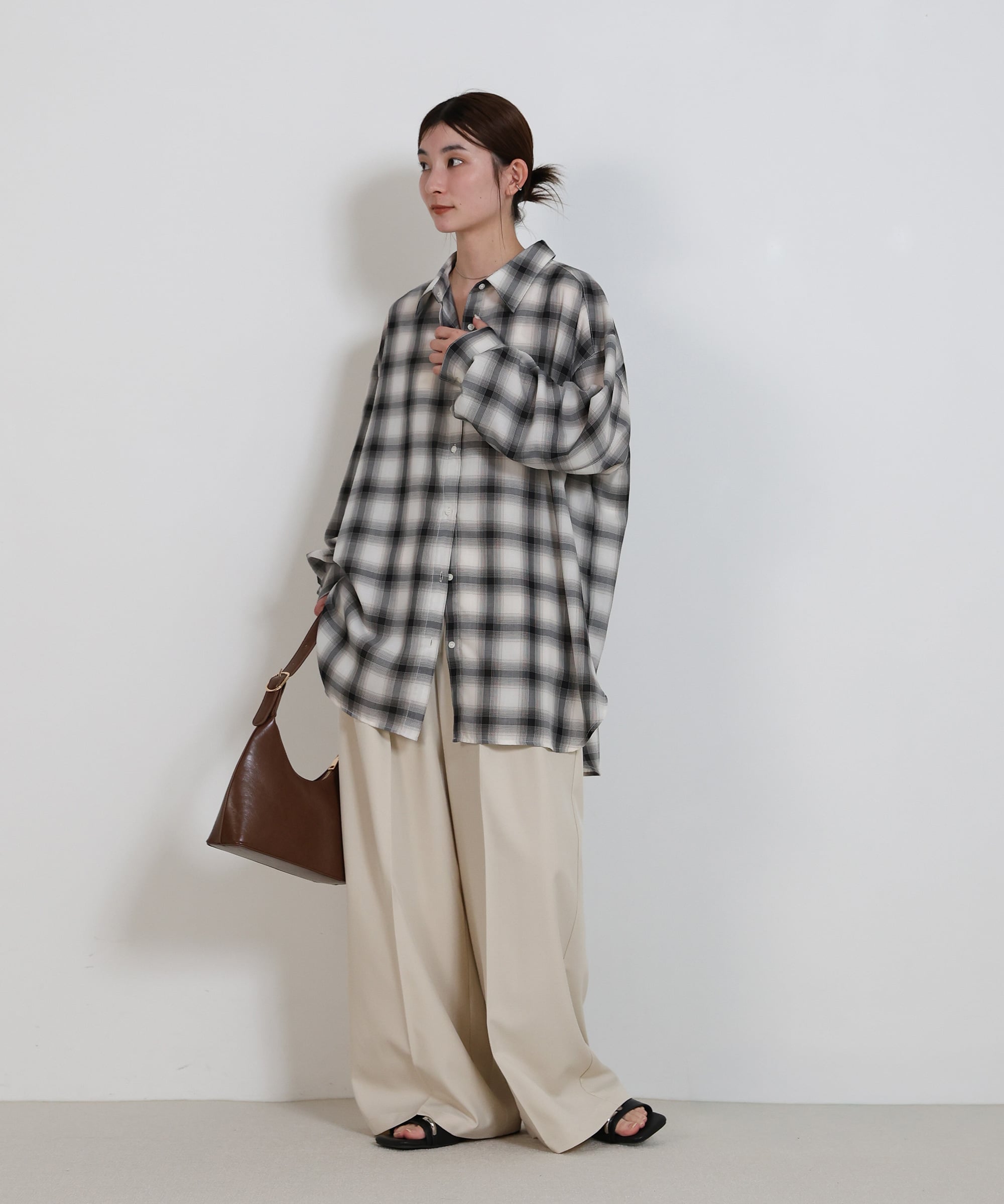 картинка Прозрачная рубашка в клетку Select Moca, Off-white - 110 от магазина Одежда+