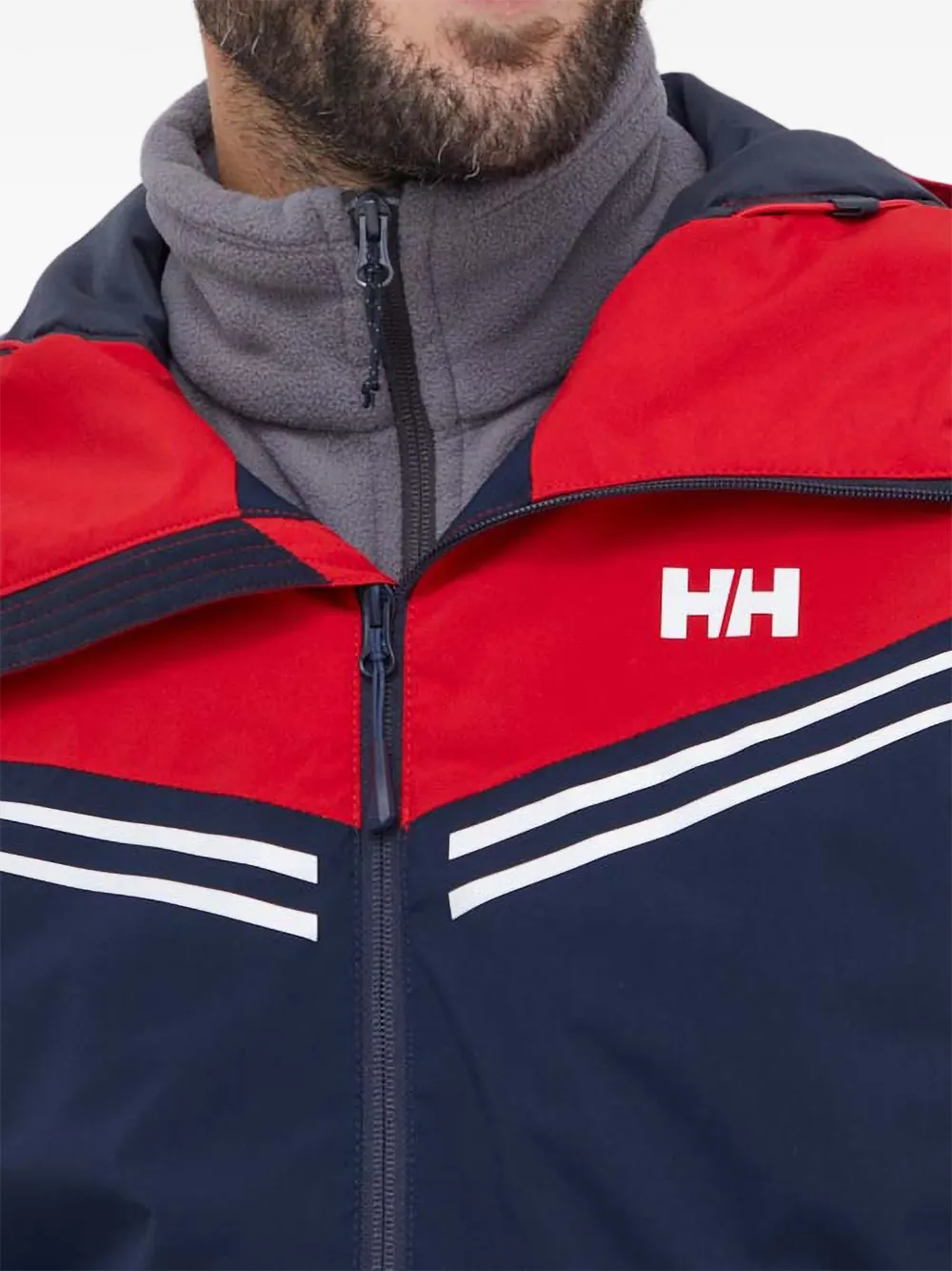 картинка Полосатая лыжная куртка с капюшоном Helly Hansen, синий от магазина Одежда+