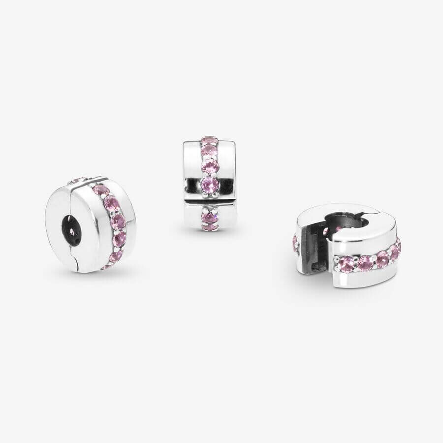 картинка Шарм-клипса Pandora Sparkling Row, серебро/розовый цирконий от магазина Одежда+