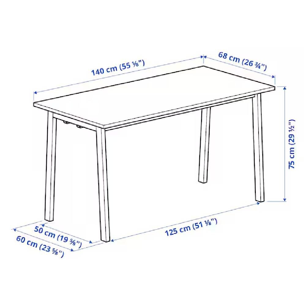 картинка Конференц-стол IKEA MITTZON, 140x68x75 см, белый/черный от магазина Одежда+