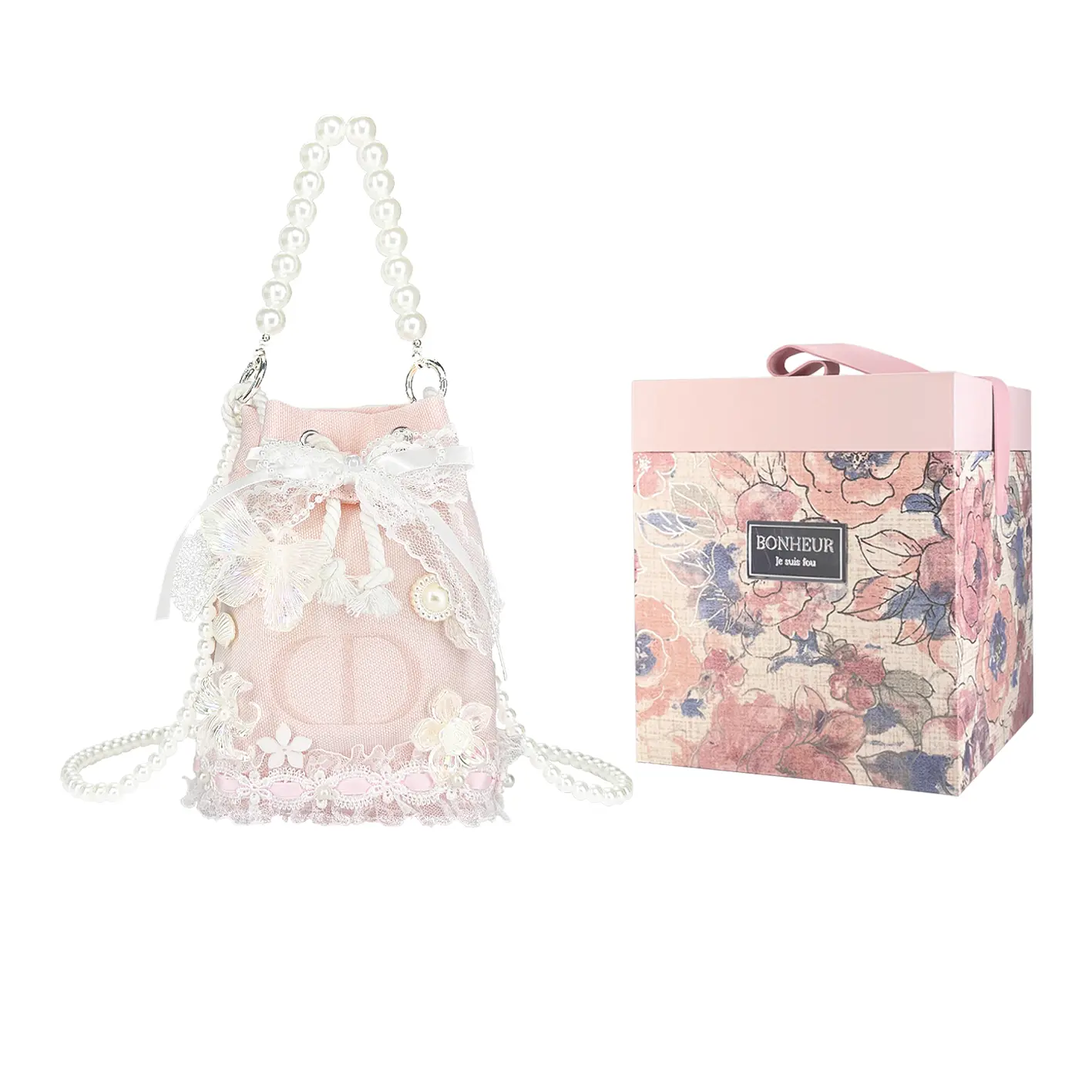 картинка Косметичка DIOR 'Lace Whispers' с жемчужной цепочкой от магазина Одежда+