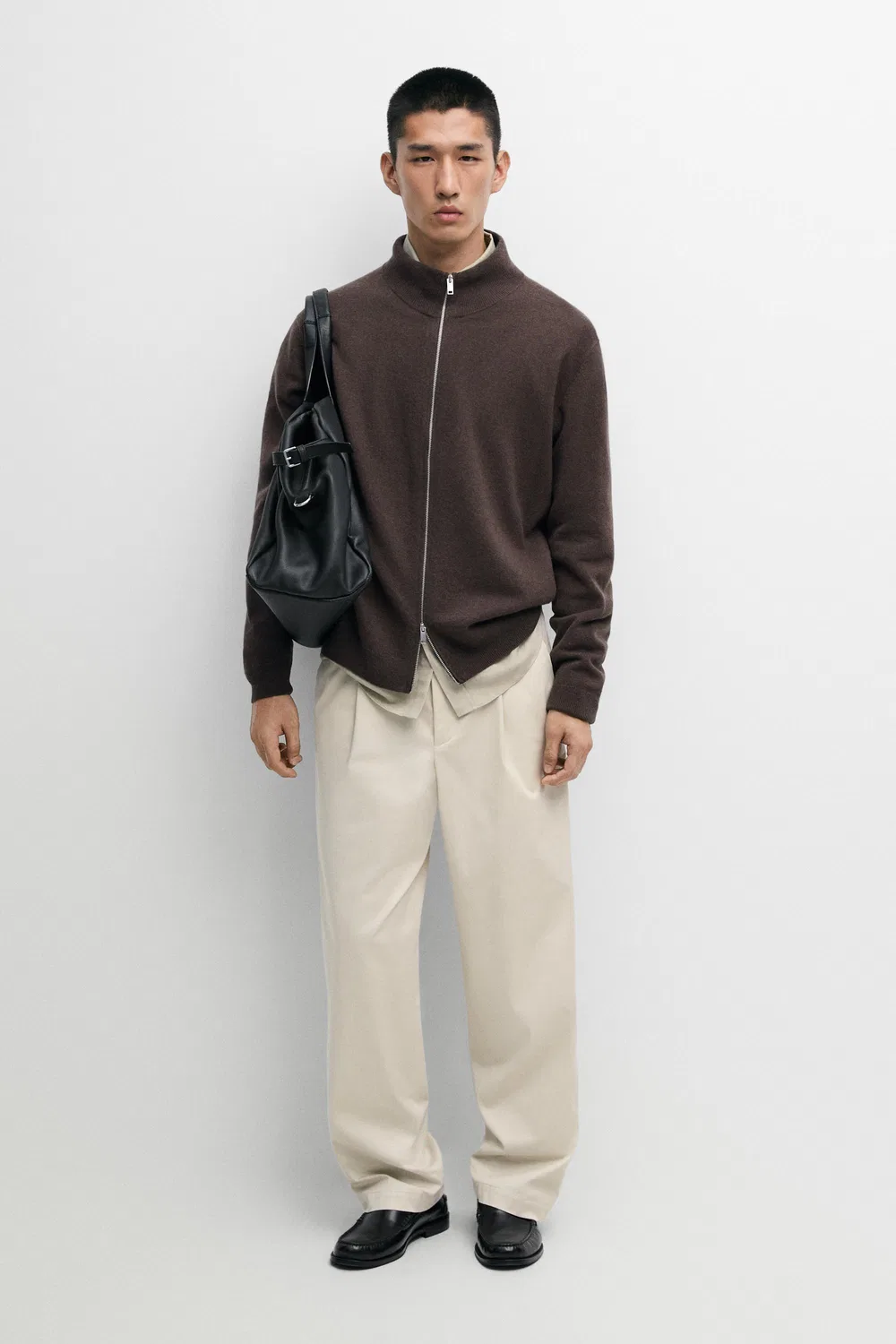 картинка Кардиган Massimo Dutti Wool Blend Zip-detail, коричневый от магазина Одежда+