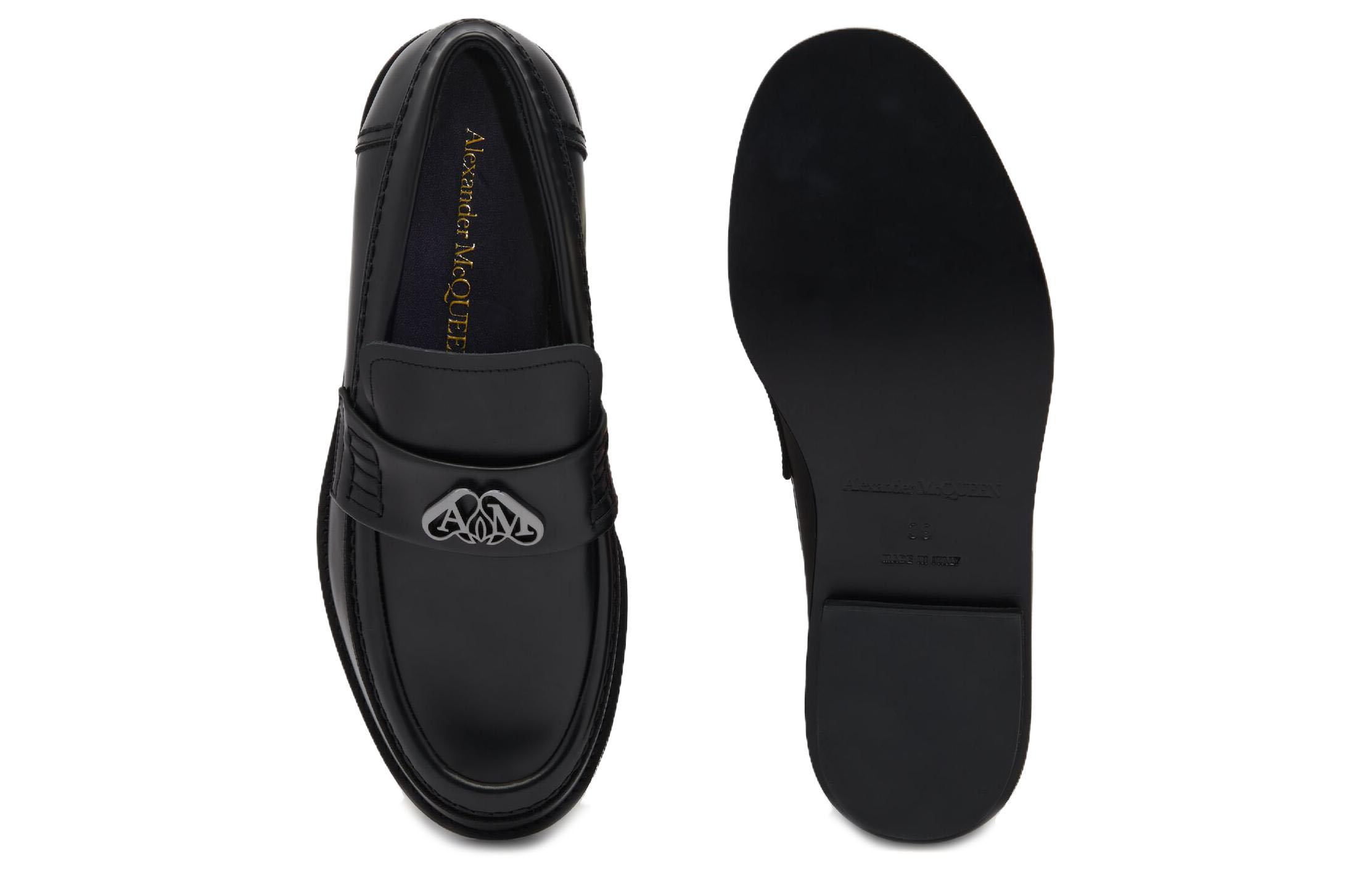 картинка Лоферы Alexander McQueen Seal 'Black Gun Metal' женские от магазина Одежда+