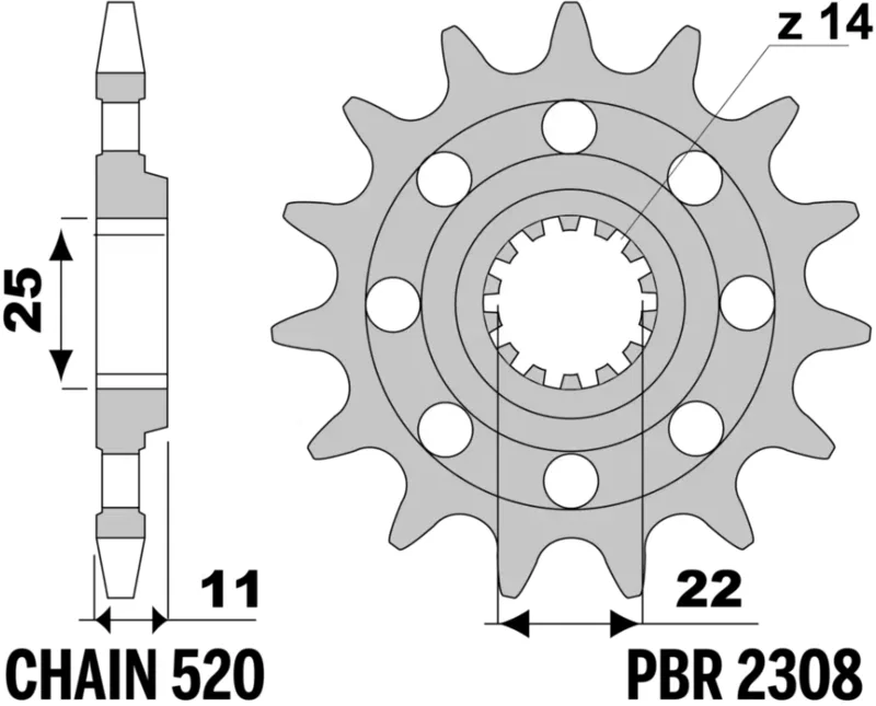 картинка Передняя звезда PBR Stahlstandard-Frontzahnrad 520 13 зубьев от магазина Одежда+