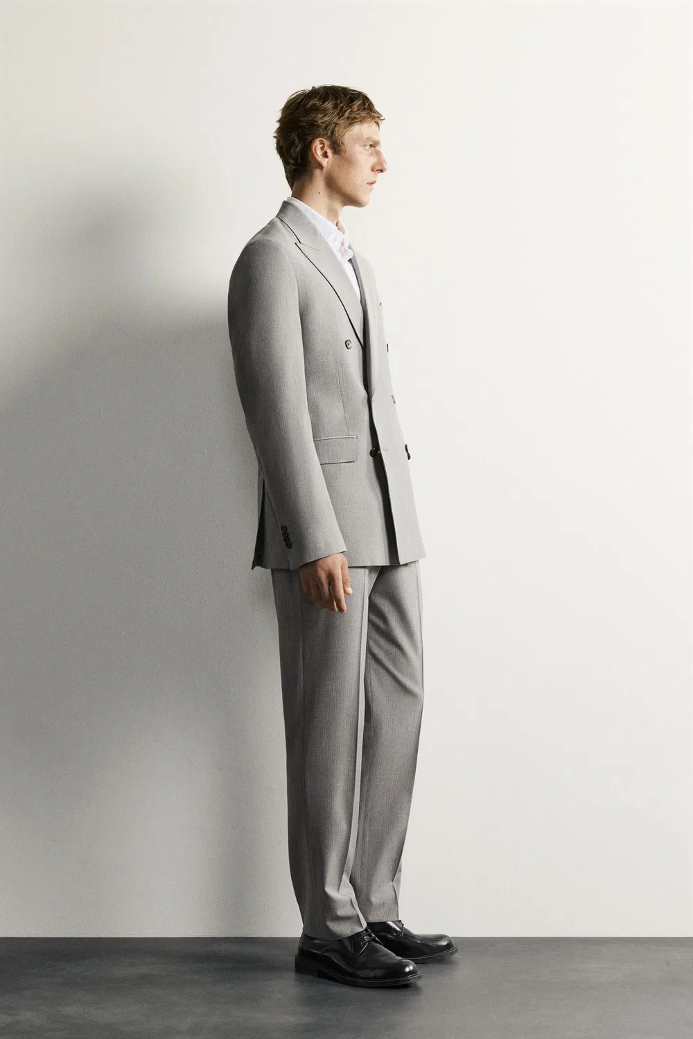 картинка Блейзер из полосатого двубортного костюма ZARA, Grey marl от магазина Одежда+