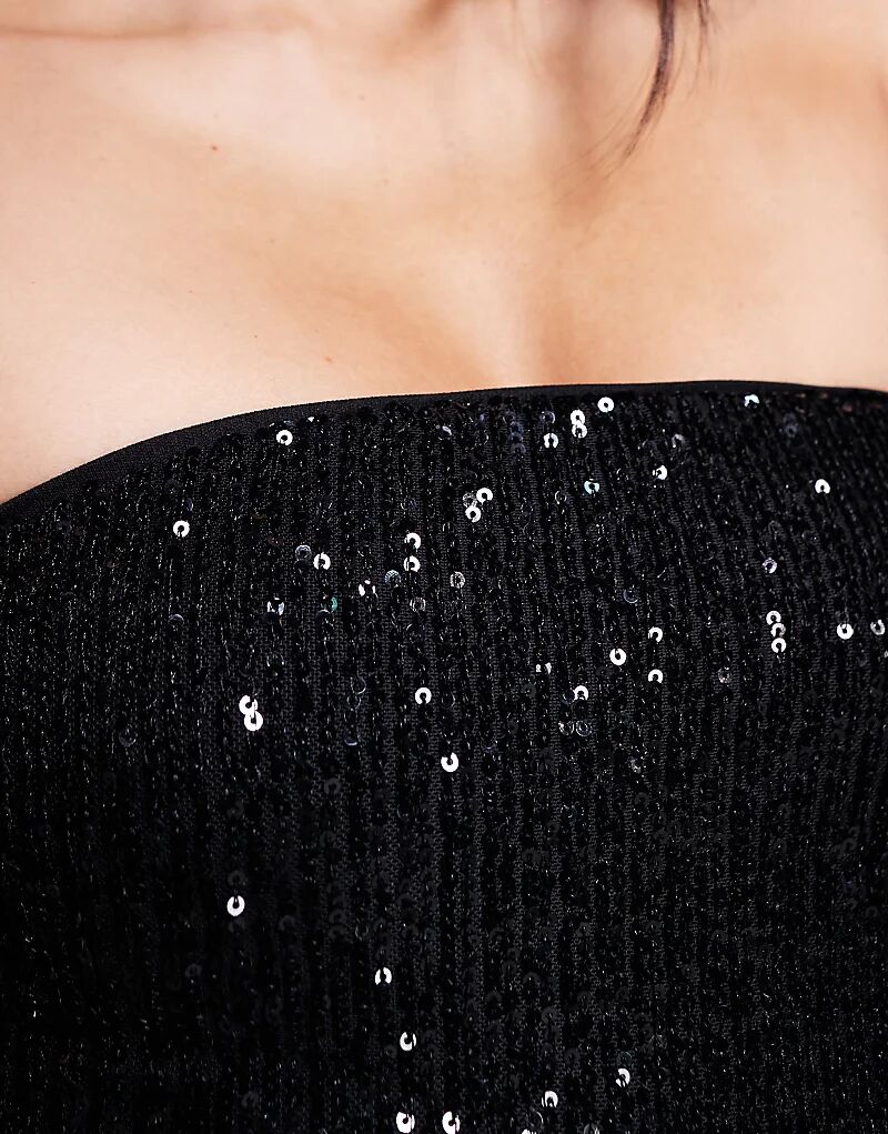 картинка Боди-бандо ASOS DESIGN черного цвета с пайетками от магазина Одежда+