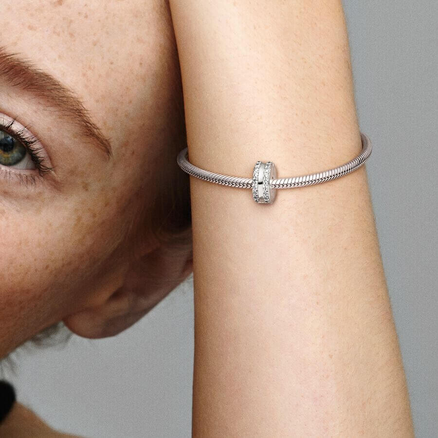 картинка Шарм-клипса Pandora Double Lined Pavé, серебро/прозрачный от магазина Одежда+