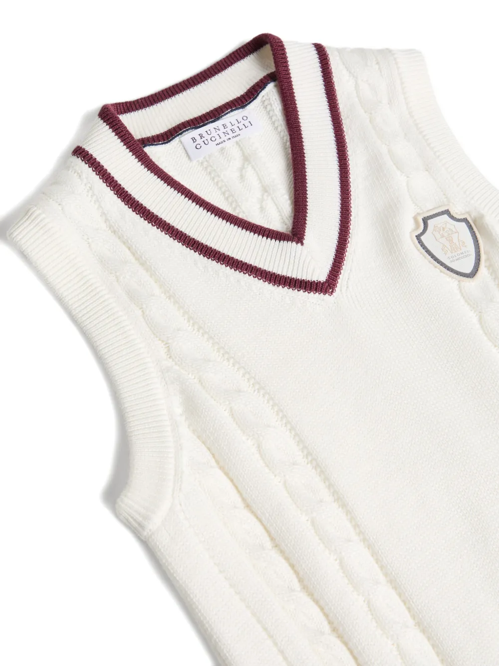 картинка Трикотажный жилет Brunello Cucinelli Kids, белый от магазина Одежда+