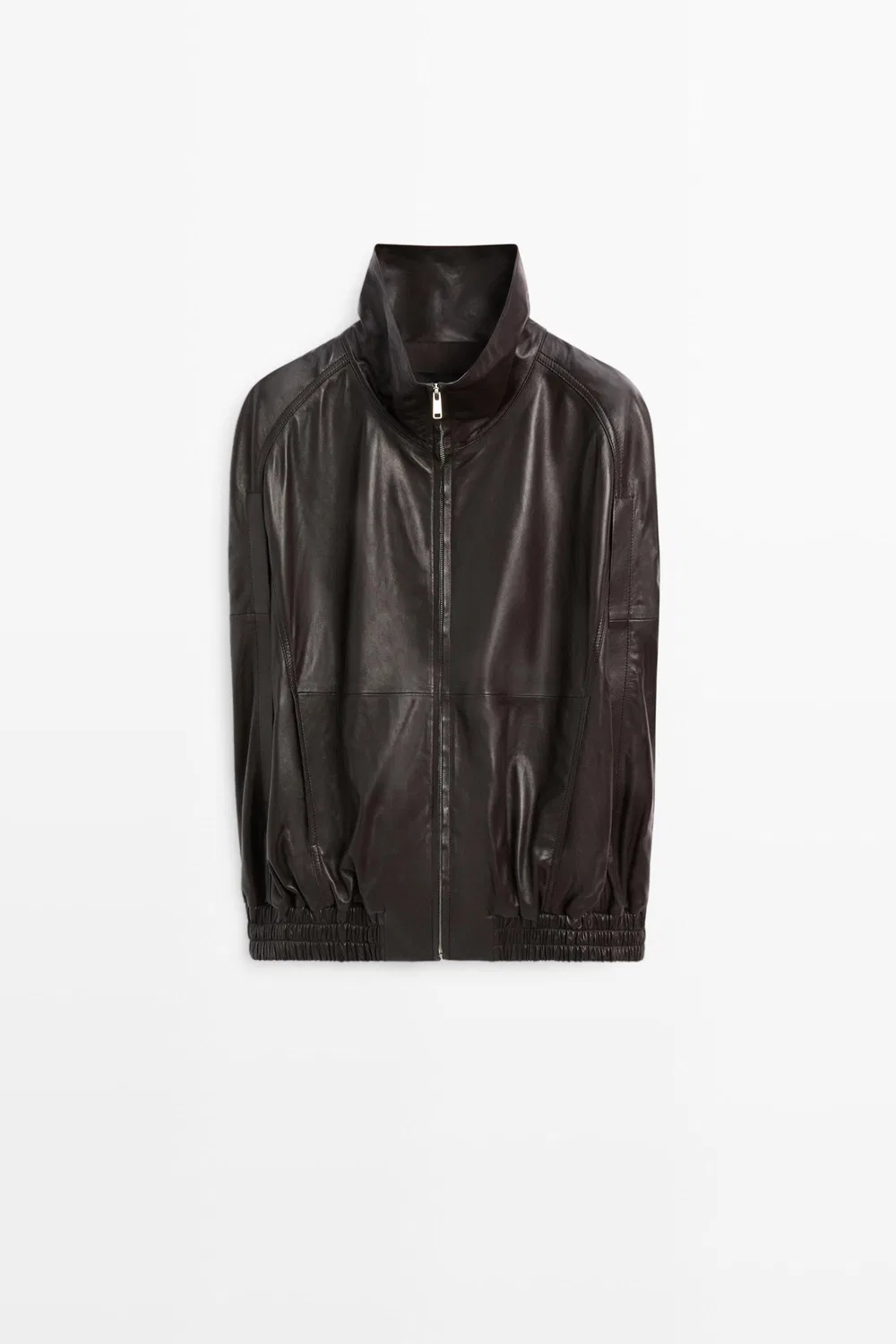 картинка Жилет-бомбер Massimo Dutti Nappa Leather, коричневый от магазина Одежда+