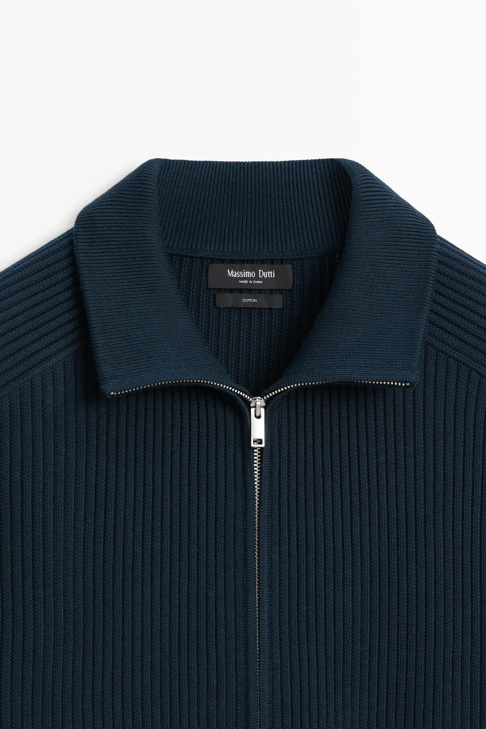 картинка Кардиган Massimo Dutti 100% Cotton Ribbed Knit, темно-синий от магазина Одежда+