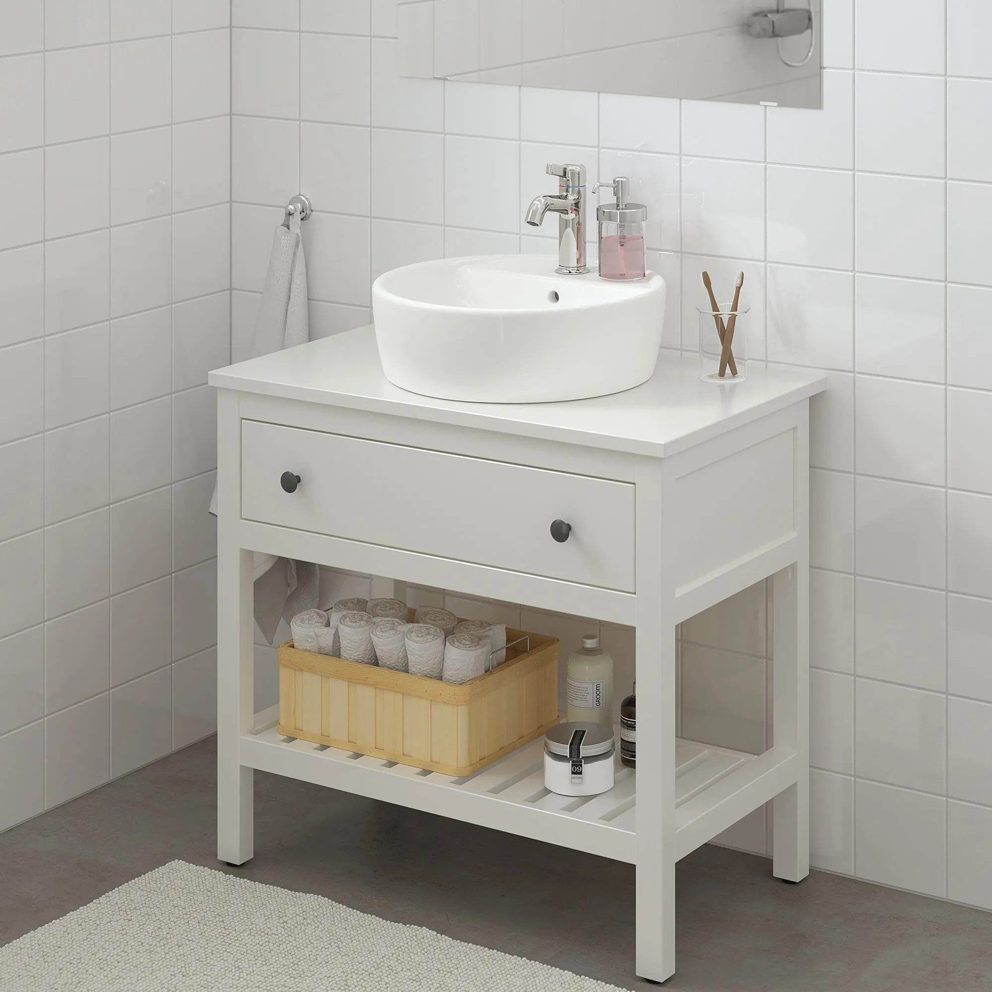 картинка Шкаф под умывальник, белый, 82x48x76 см, HEMNES IKEA от магазина Одежда+