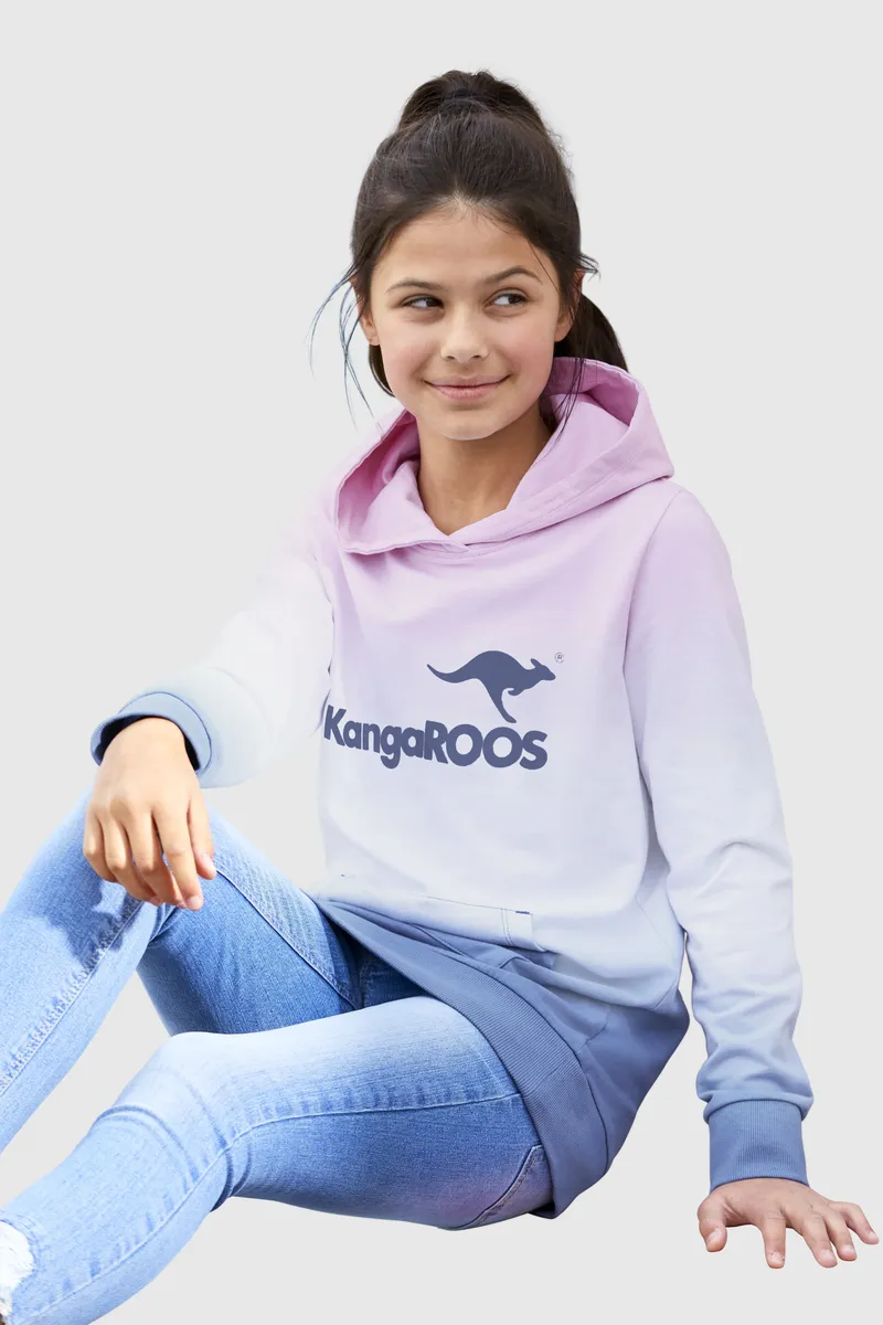 картинка Толстовка KangaROOS с капюшоном в модном цветовом градиенте, голубой от магазина Одежда+